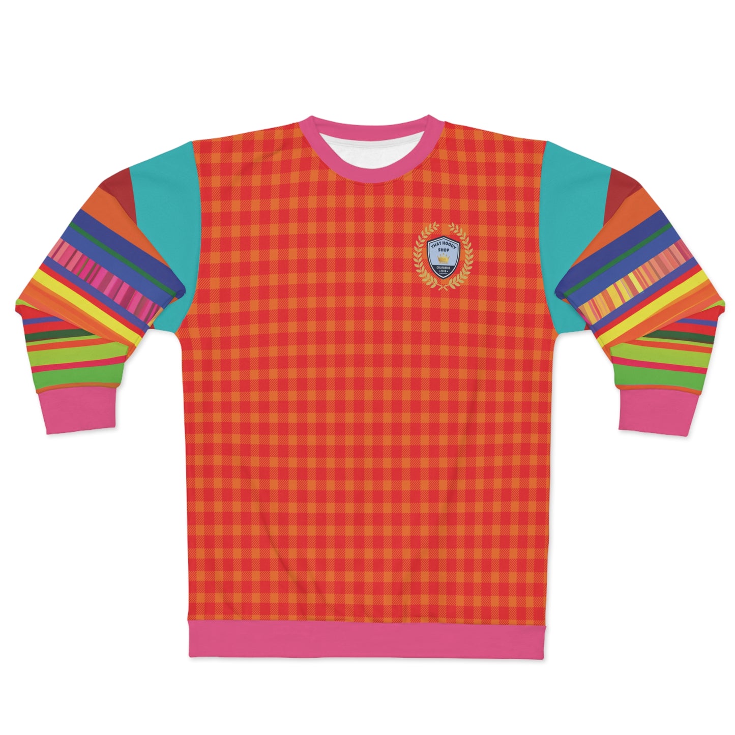 Give Me Orange Bright Gingham Plaid Unisex Sweatshirt