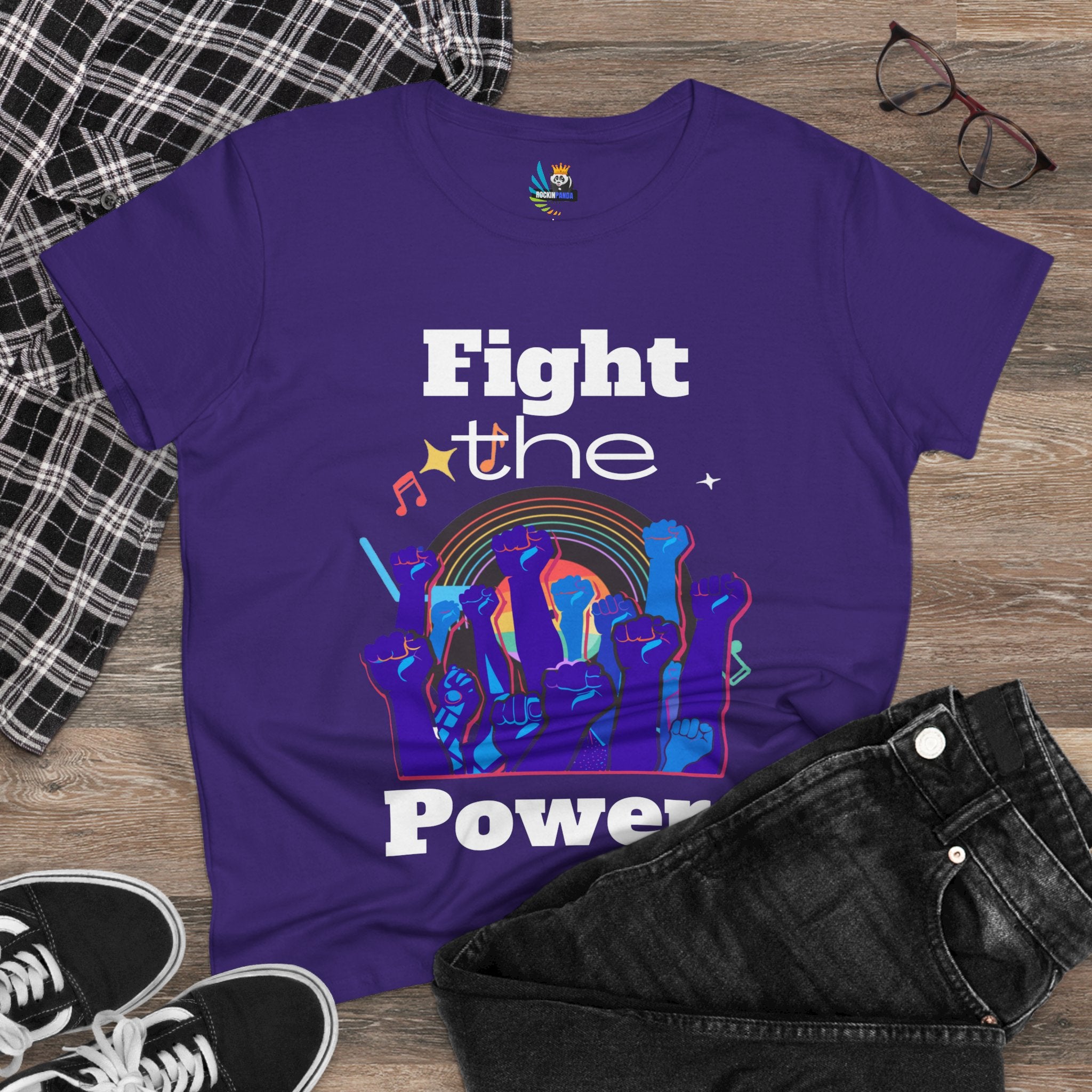 T-Shirt - Fight the Power Hands Raised High Graphic Women&