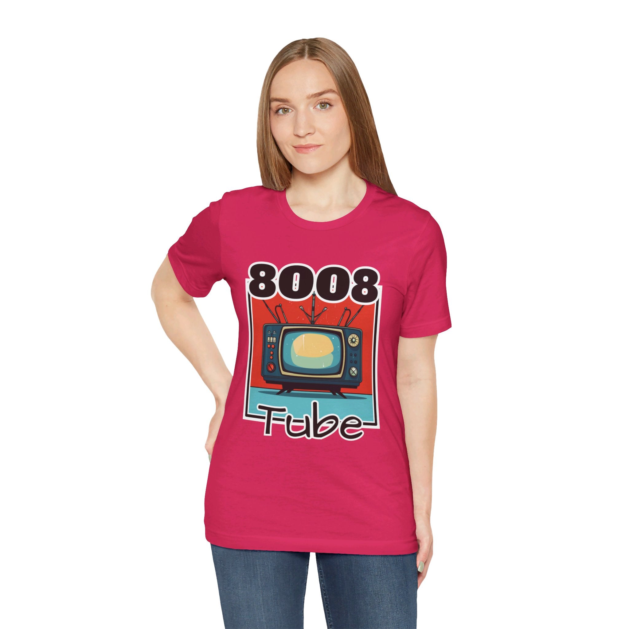 8008 Tube Vintage TV Print Unisex Short Sleeve Tee
