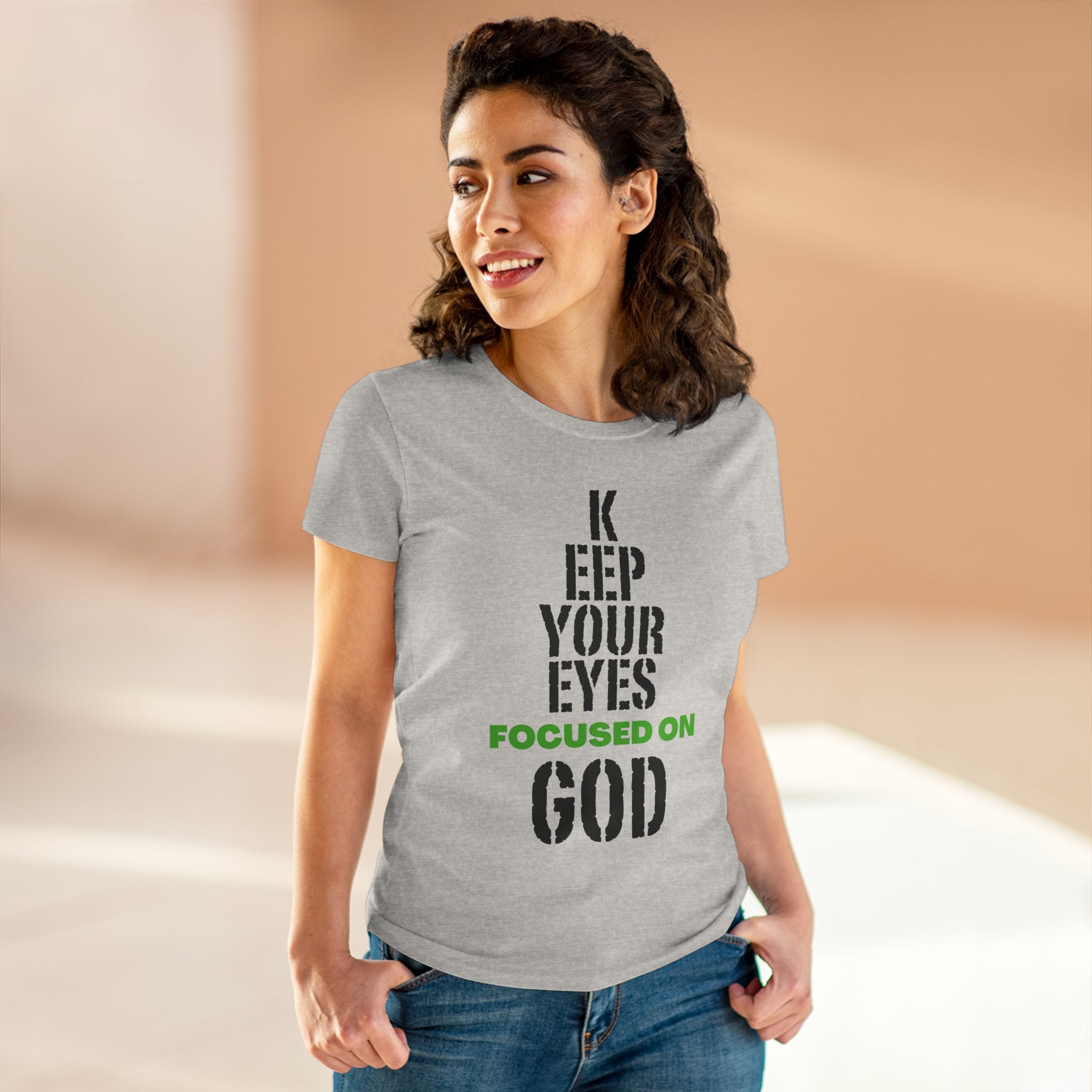 Keep Your Eyes Focused on God Midweight Cotton Tee - Faith Based Tee