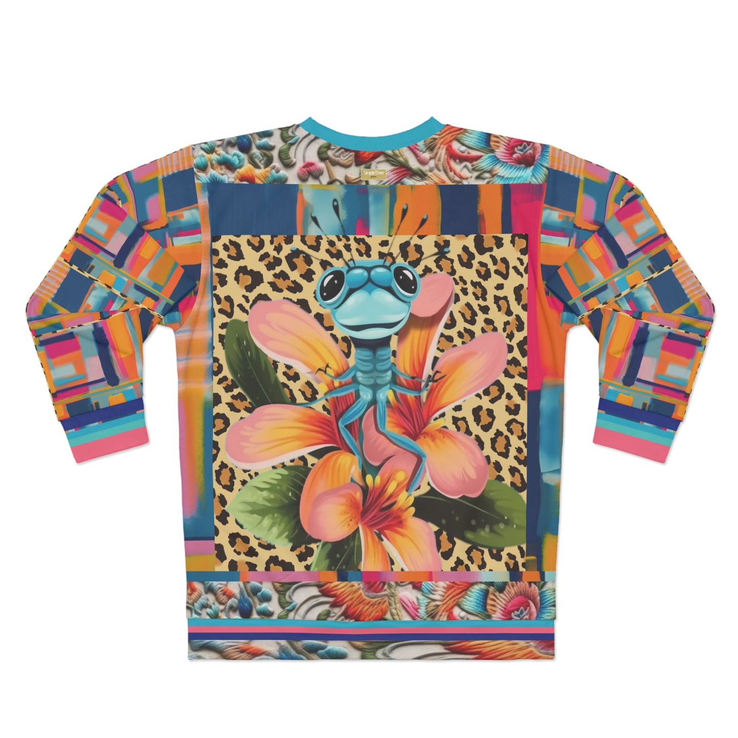 Devi Dragonfly Leopard Floral Patchwork Unisex Sweatshirt