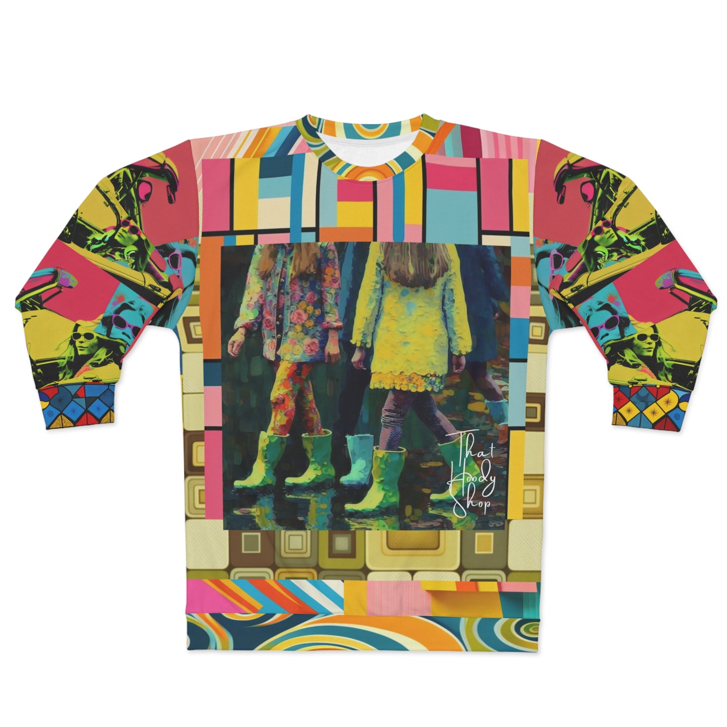 Spring Rain Retro Hippie Colorblock Unisex Sweatshirt