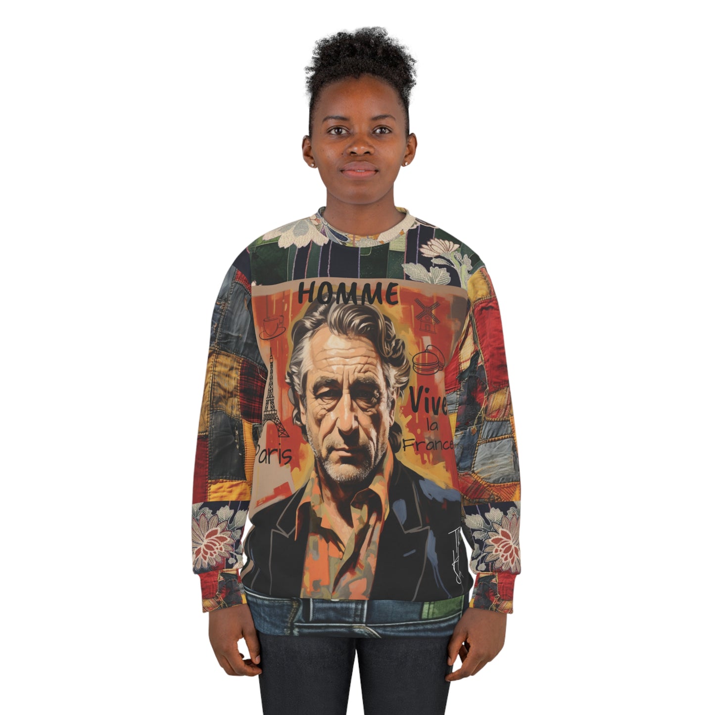 Homme de Paris Landmarks Patchwork Print Unisex Sweatshirt