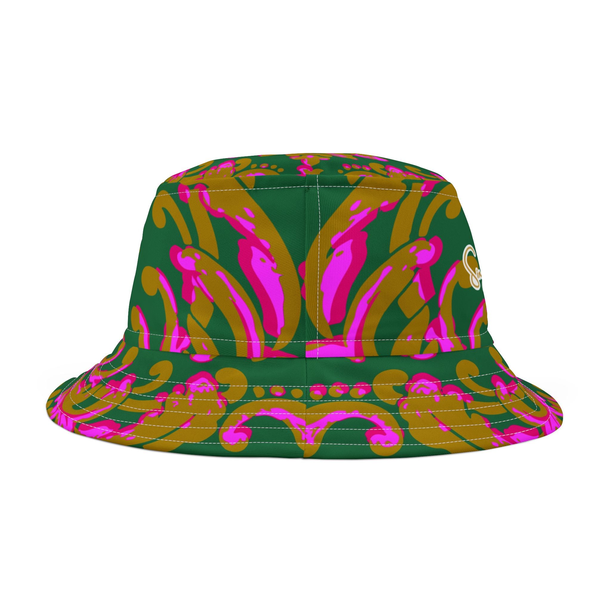 Fleur de Lis in Pink and Green Vibrant Bucket Hat