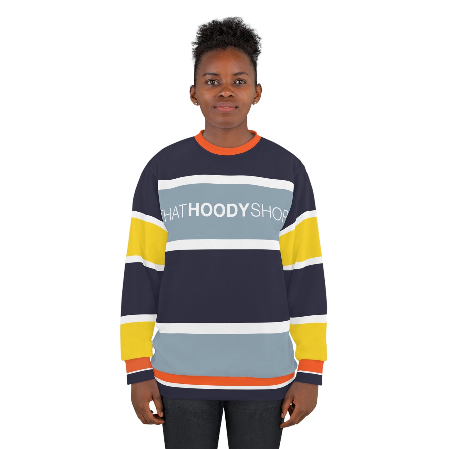 Navy Conga Barbarian Rugby Stripe Unisex Sweatshirt