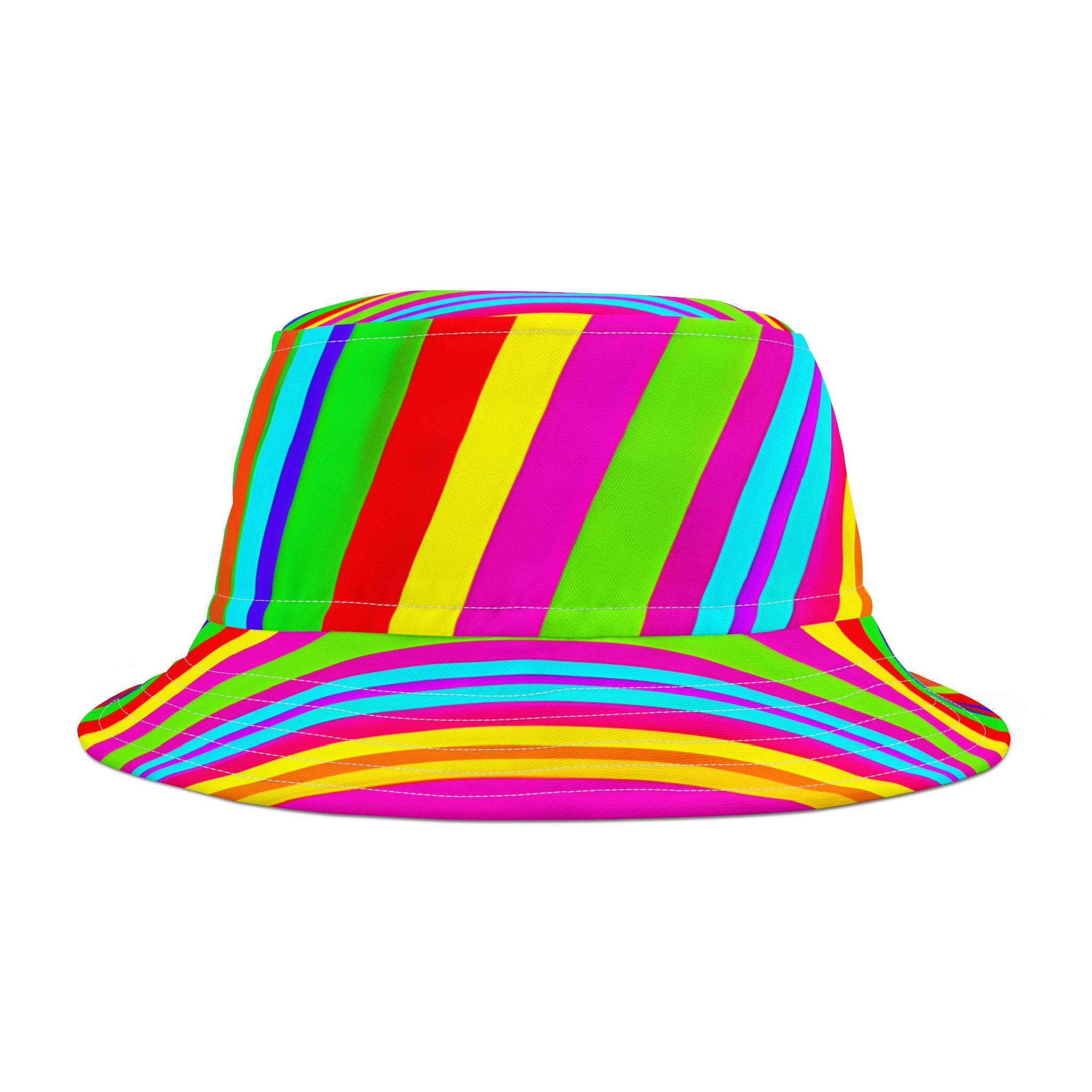Stripes in Fluorescent Vibrant Striped Bucket Hat