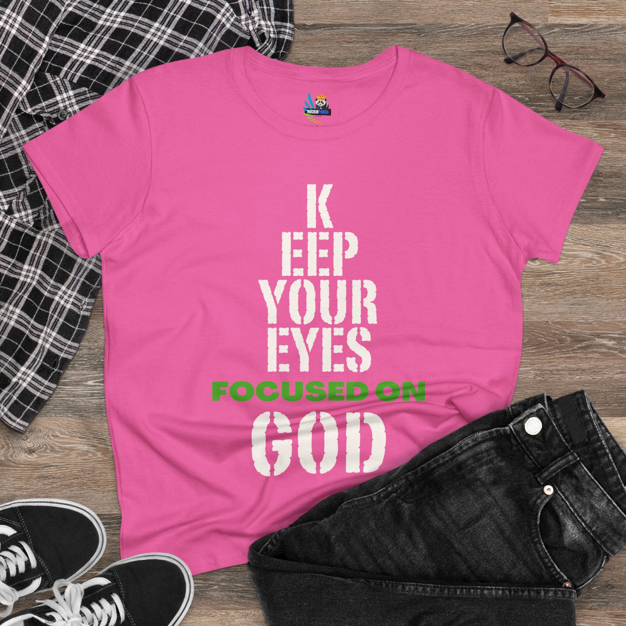 Keep Your Eyes Focused on God Midweight Cotton Tee - Faith Based Tee