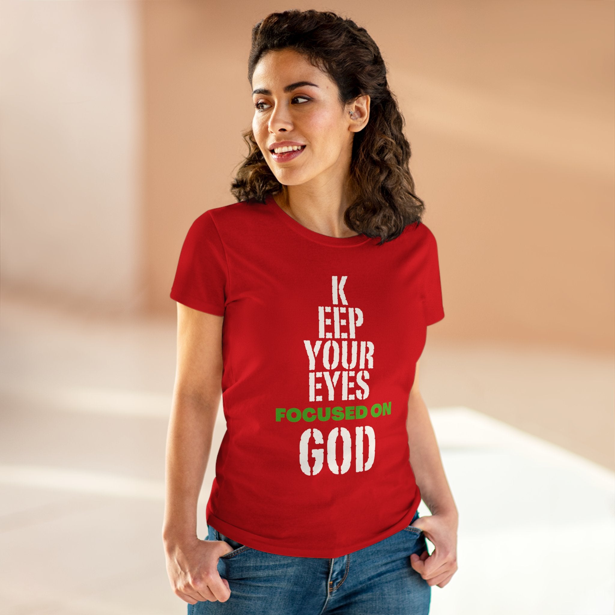 Keep Your Eyes Focused on God Midweight Cotton Tee - Faith Based Tee