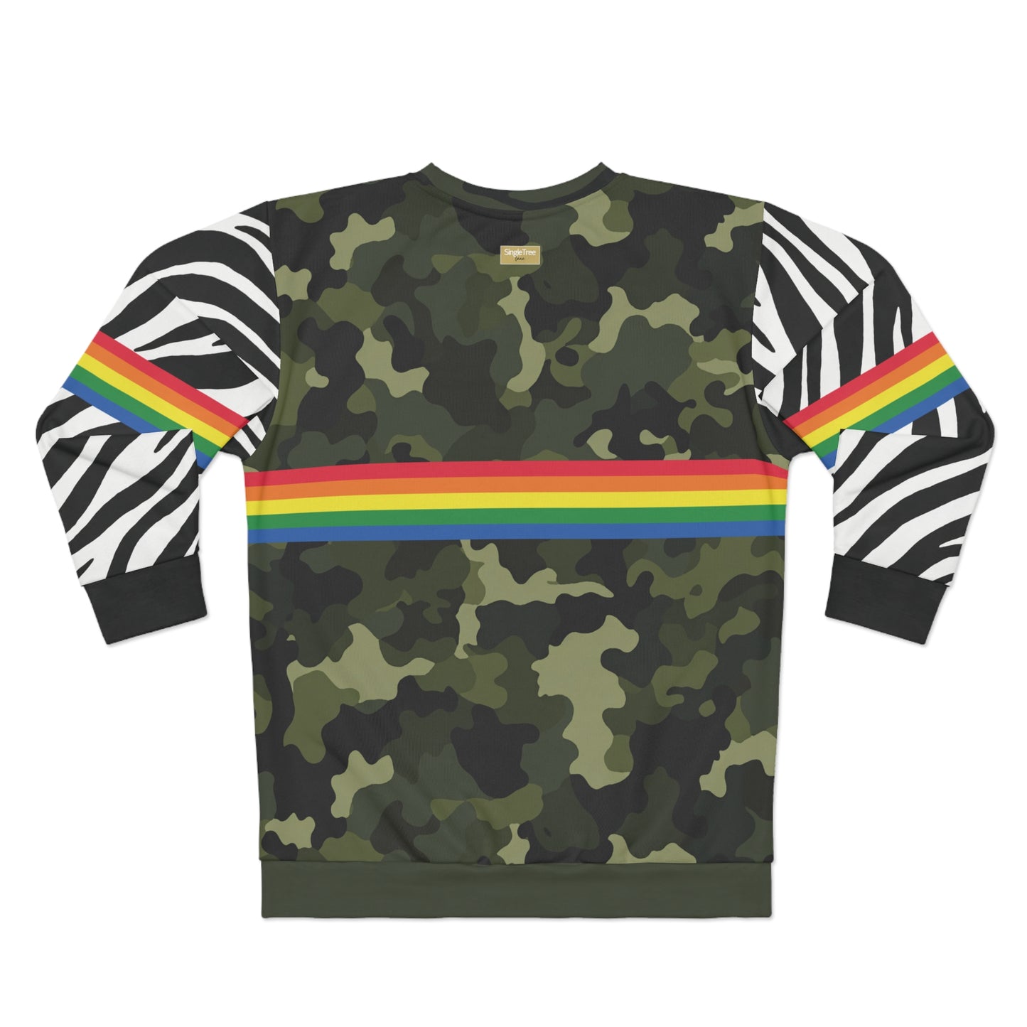 Green Camo Rainbow Stripe Sunset Surfer Unisex Sweatshirt