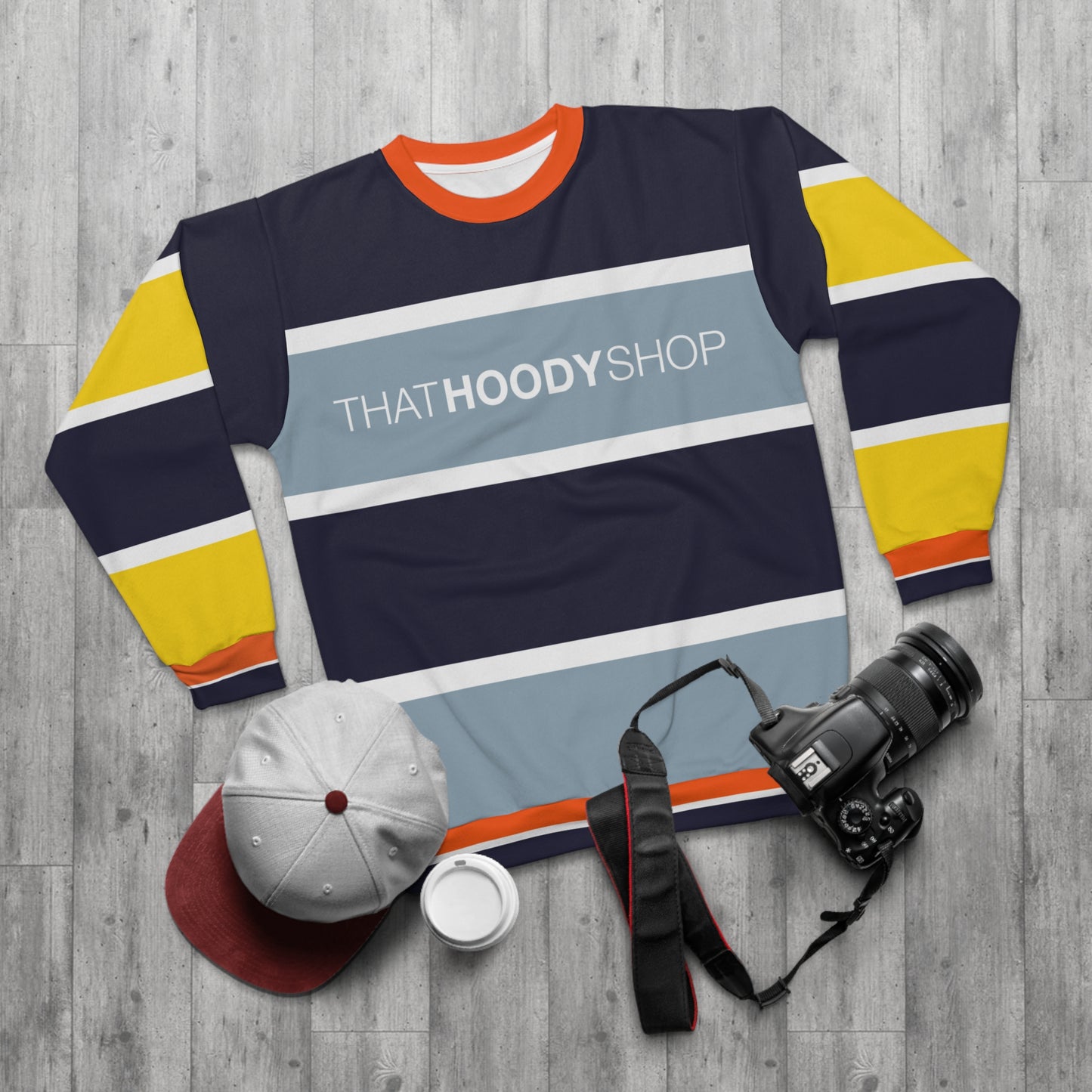 Navy Conga Barbarian Rugby Stripe Unisex Sweatshirt