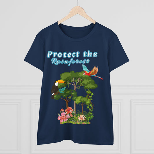 Protect the Rainforest Women's Cotton Tee - Eco-Friendly Nature Shirt