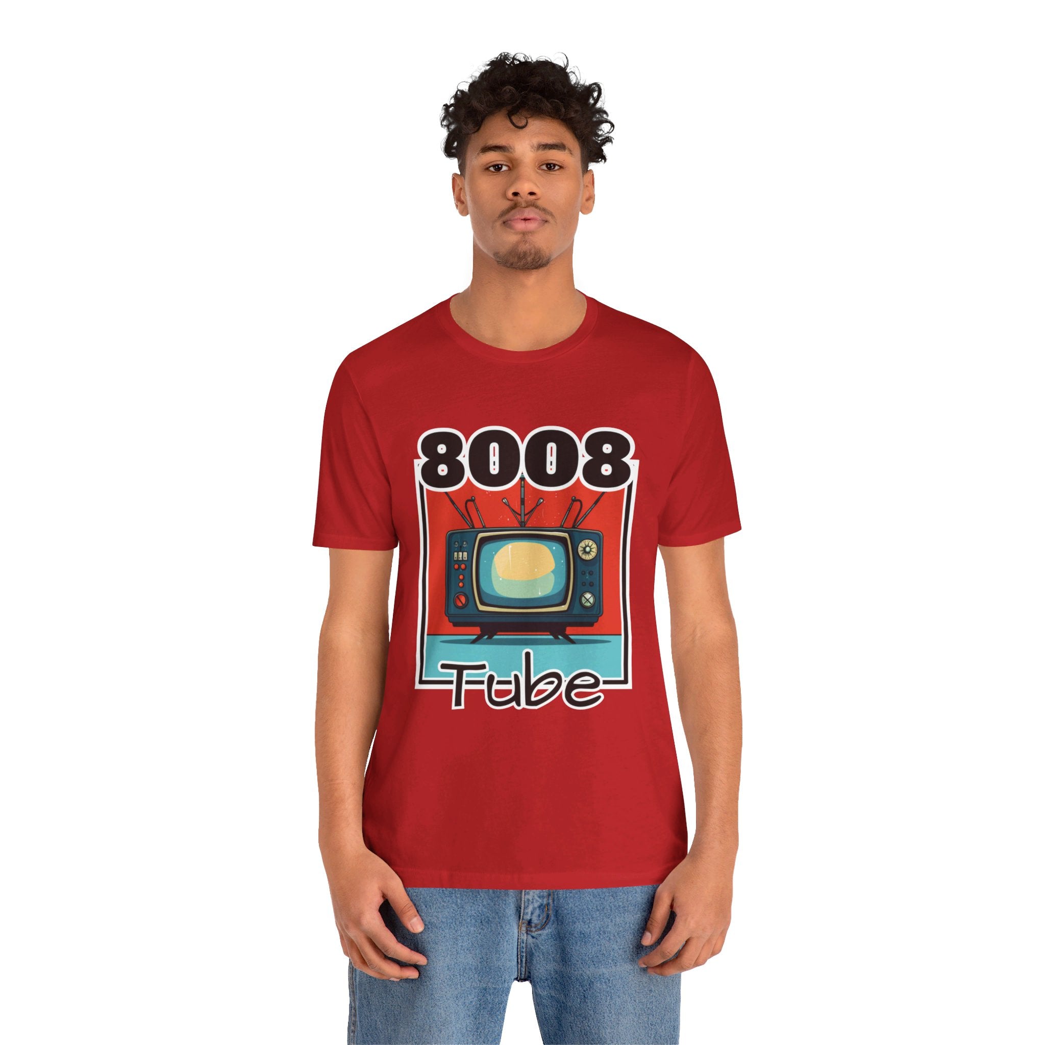 8008 Tube Vintage TV Print Unisex Short Sleeve Tee