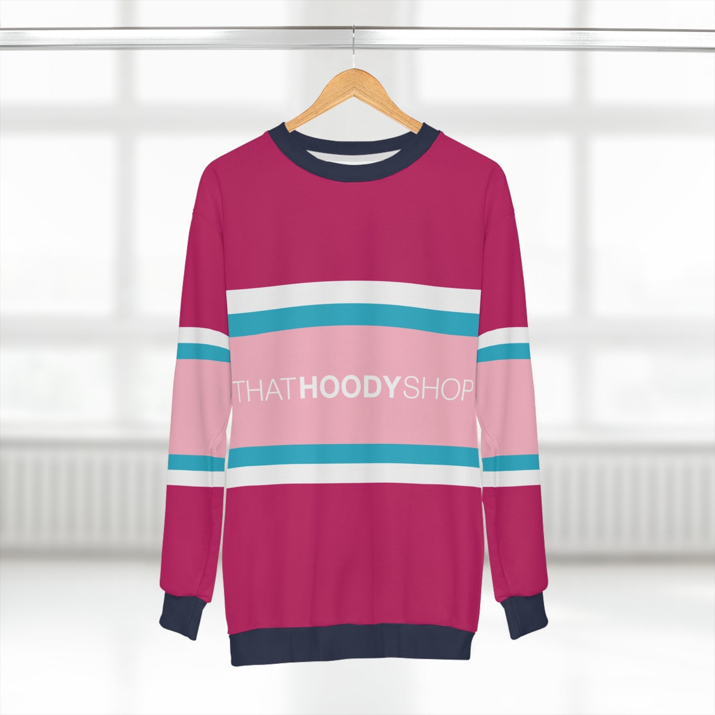 Sweet Raspberry Barbarian Rugby Stripe Unisex Sweatshirt