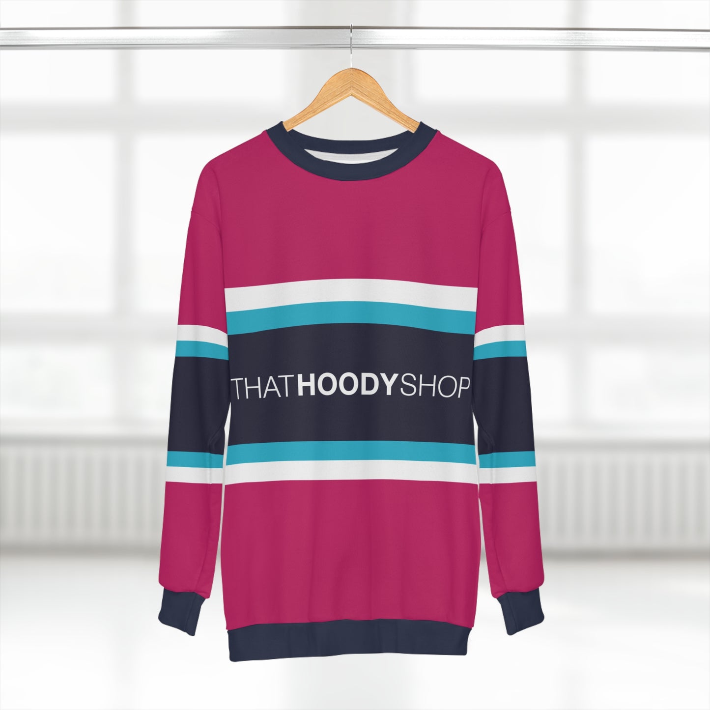 Blue Raspberry Barbarian Rugby Stripe Unisex Sweatshirt