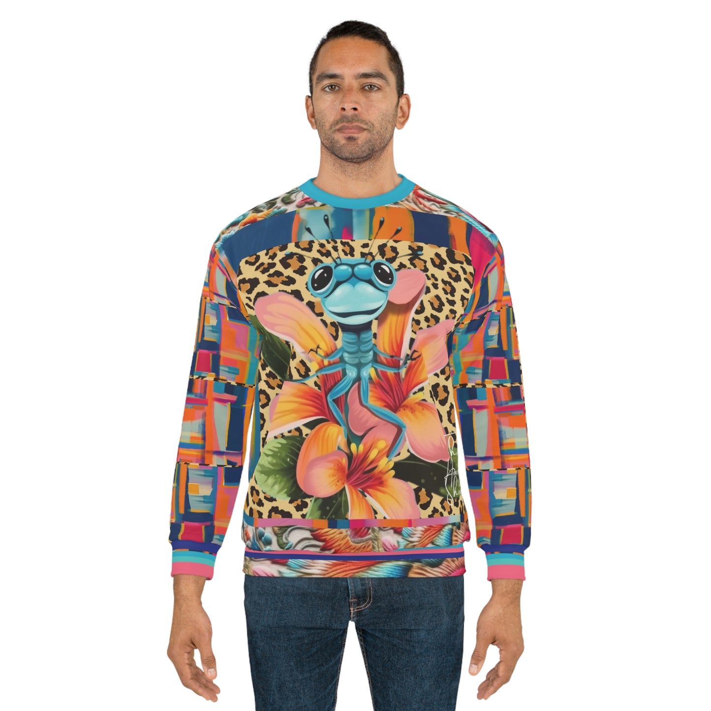 Devi Dragonfly Leopard Floral Patchwork Unisex Sweatshirt