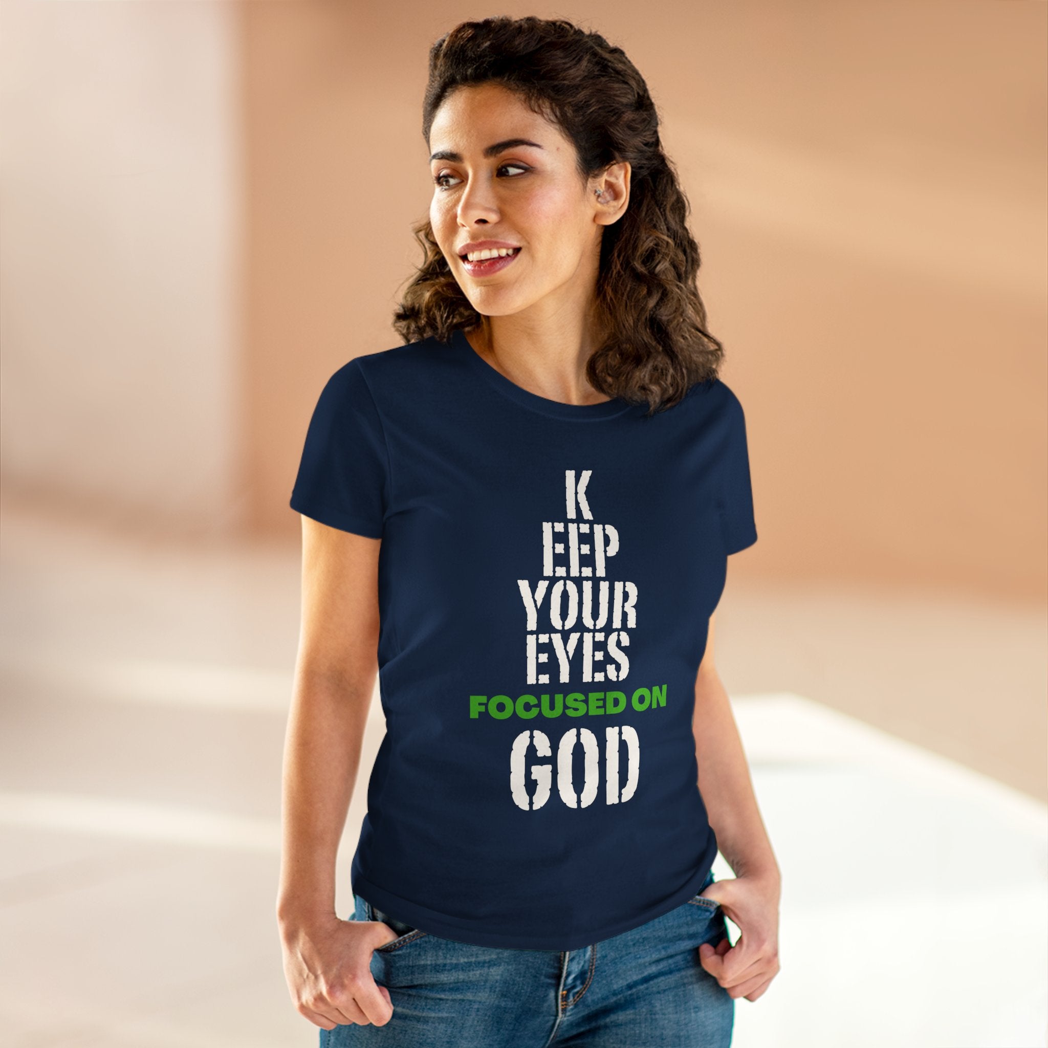 Keep Your Eyes Focused on God Midweight Cotton Tee - Faith Based Tee