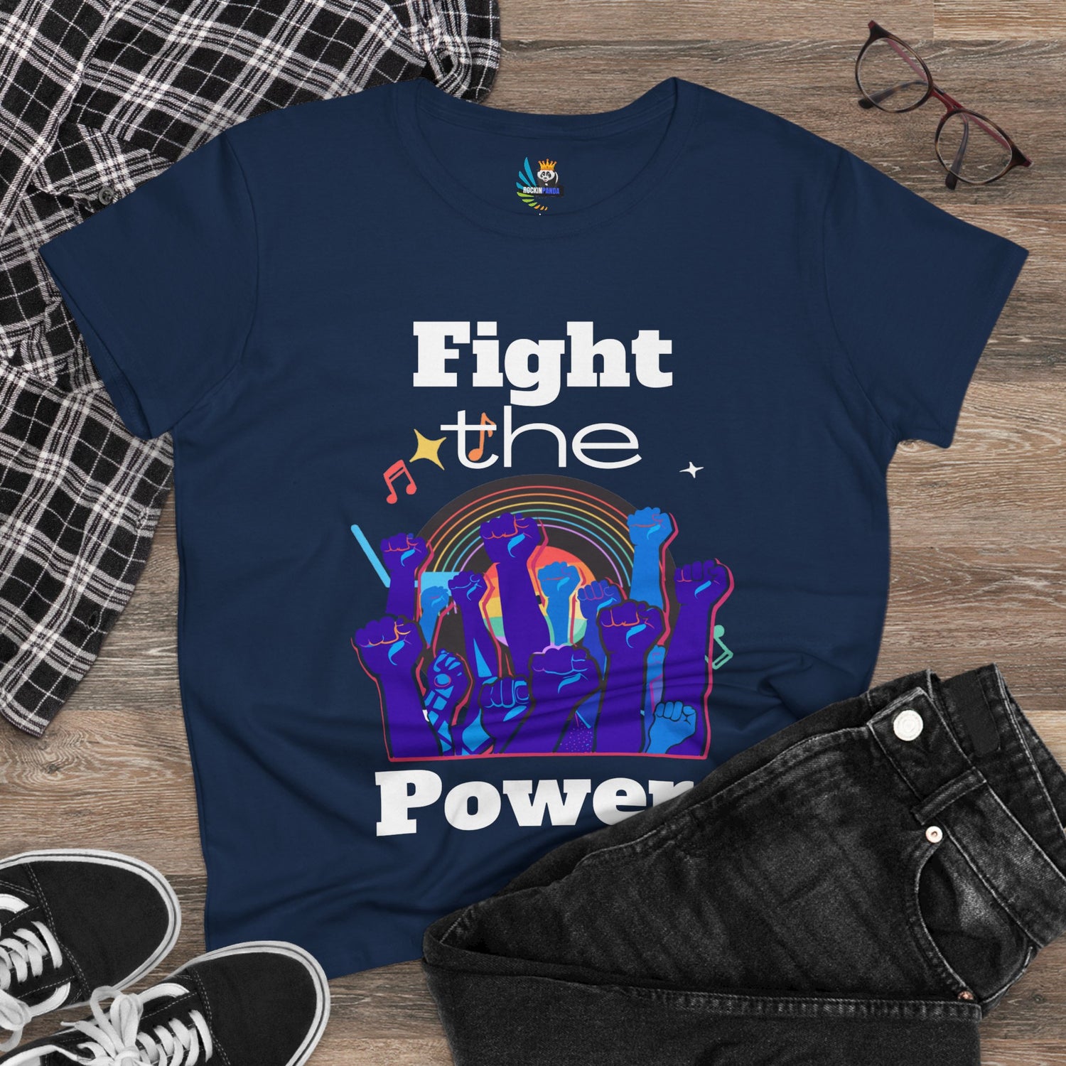 T-Shirt - Fight the Power Hands Raised High Graphic Women&