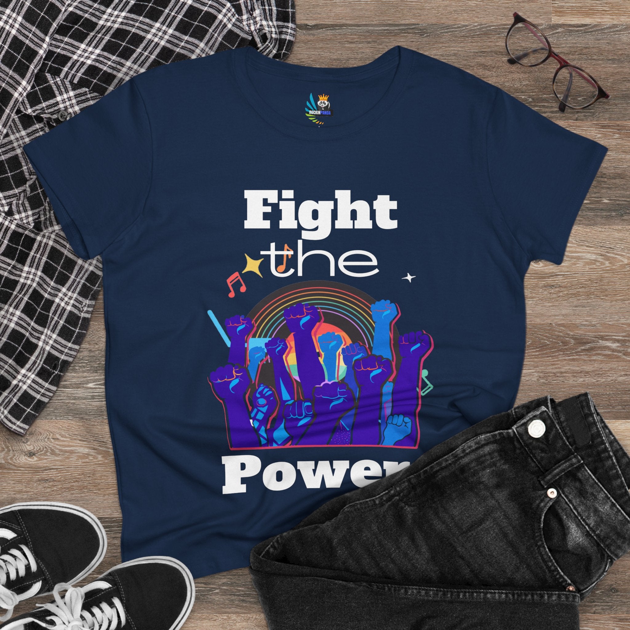 T-Shirt - Fight the Power Hands Raised High Graphic Women&