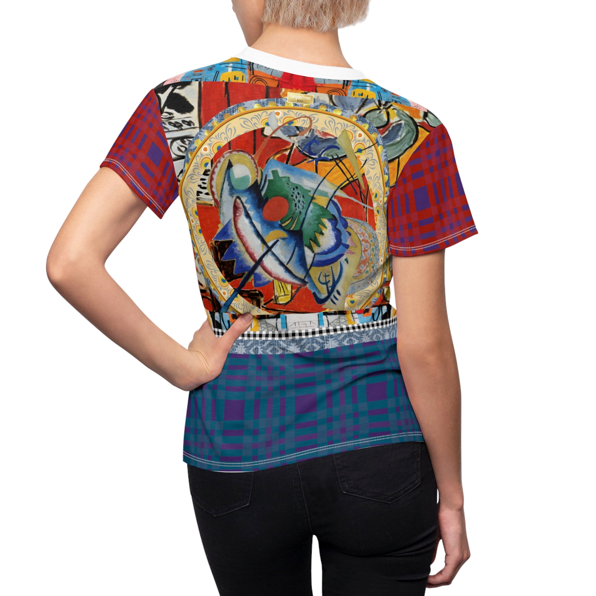 Red Oval in Denim and Gold Plate - Kandinsky AOP Women&