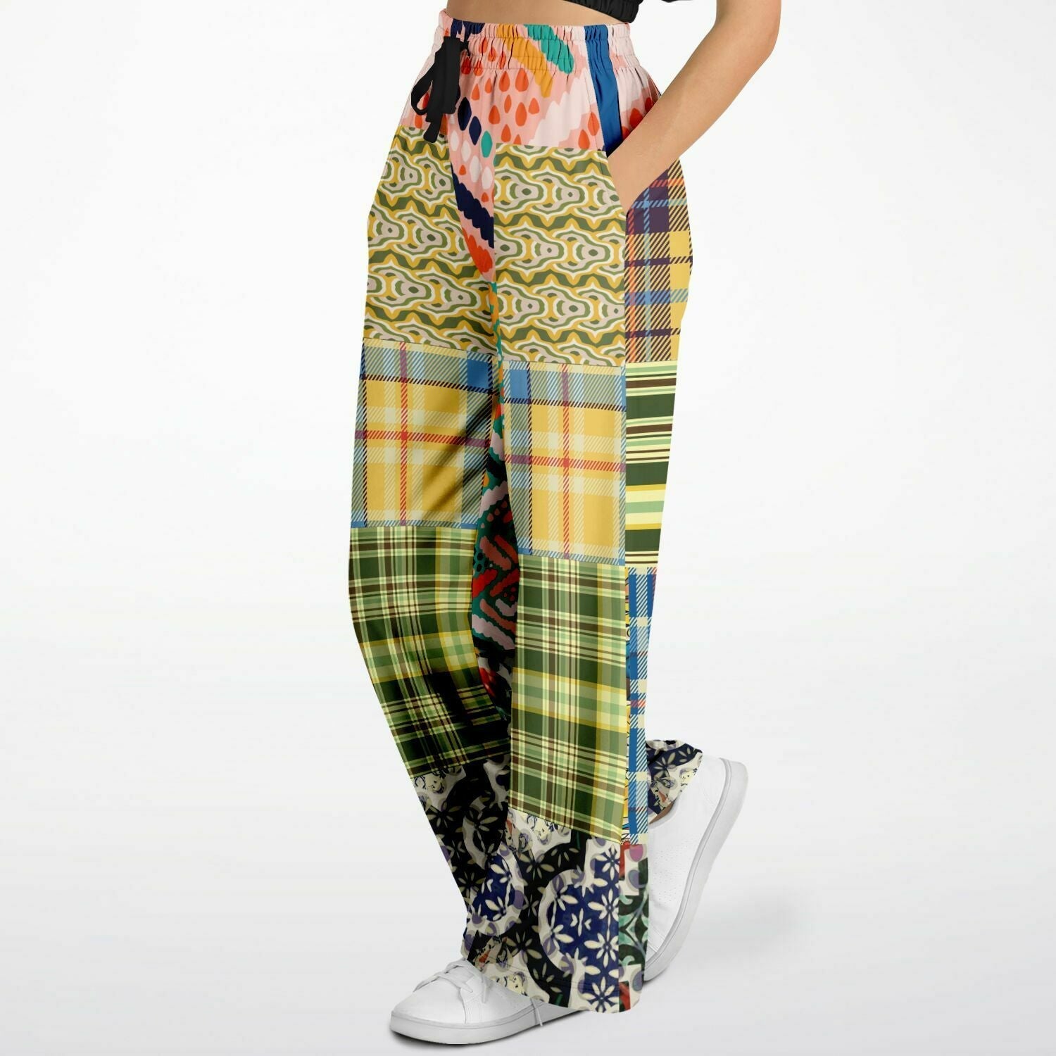 Ginger Snap Boho Patchwork Eco-Poly Wide Leg Pants