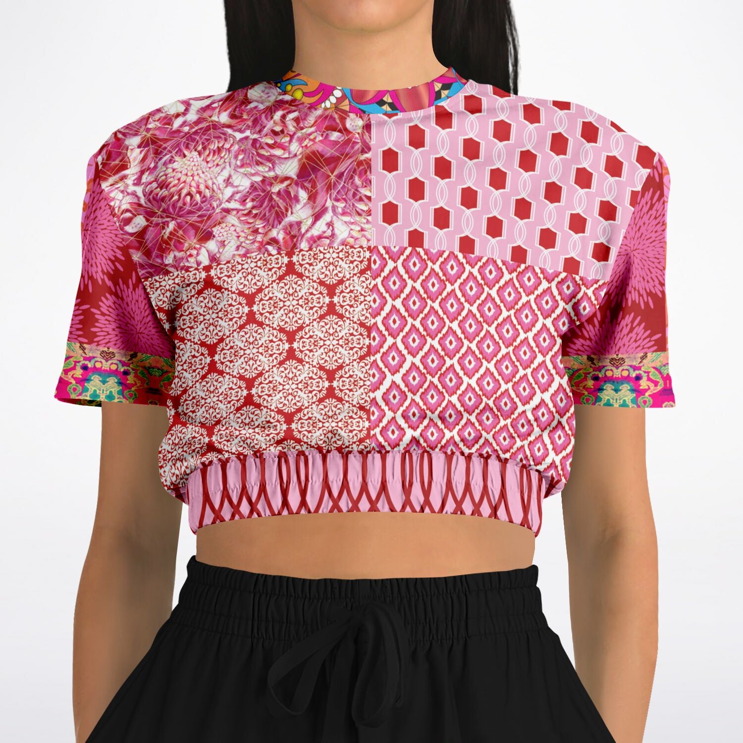 Jersey corto de manga corta con patchwork rosa de Gypsy Beat