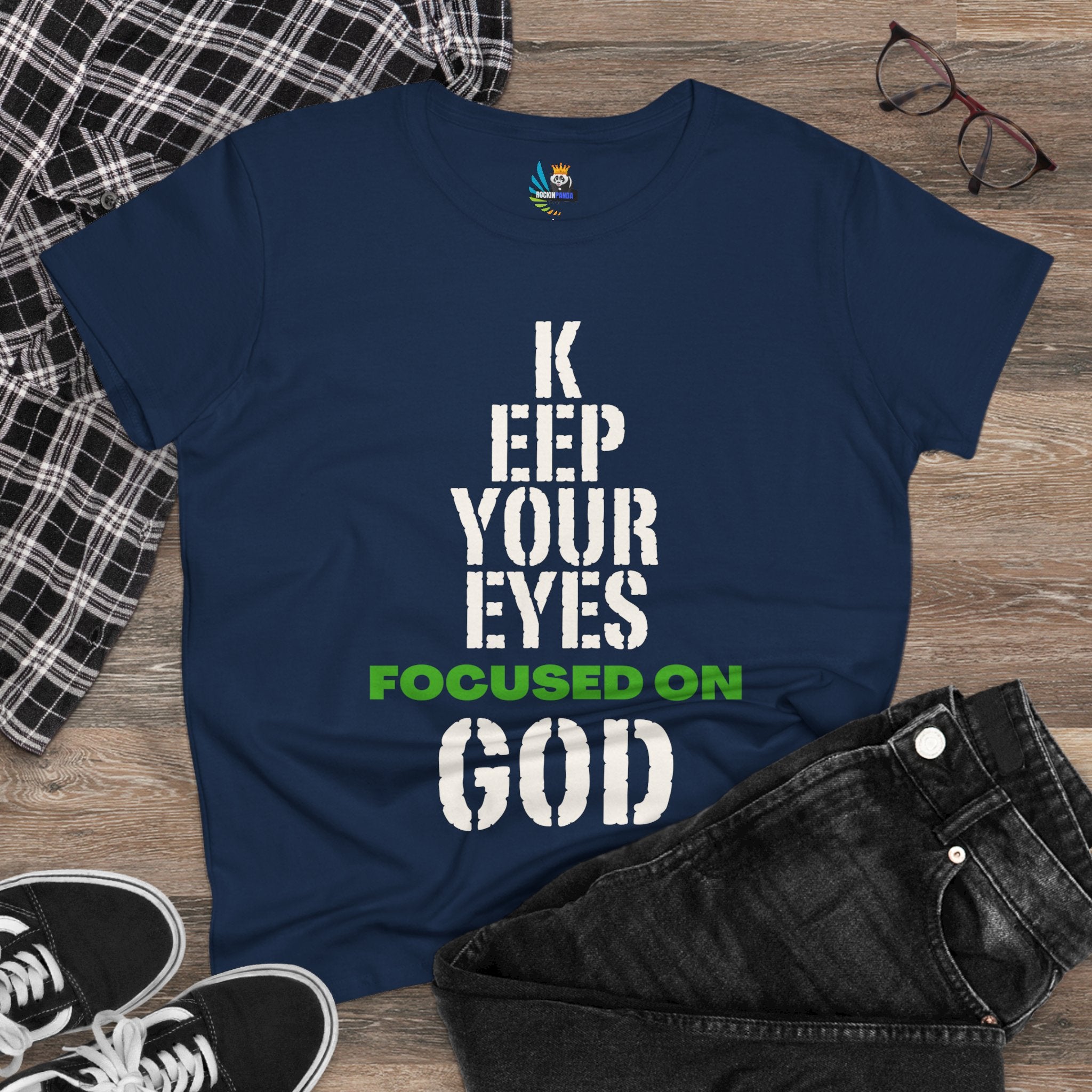 Keep Your Eyes Focused on God Midweight Cotton Tee - Faith Based Tee
