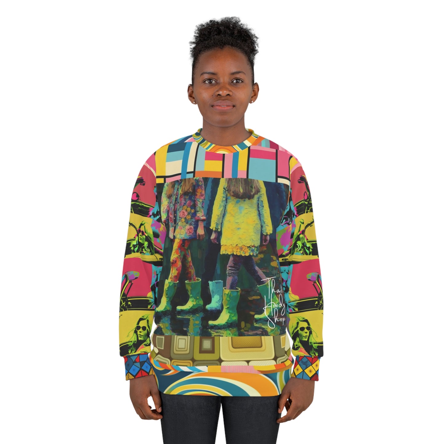 Spring Rain Retro Hippie Colorblock Unisex Sweatshirt