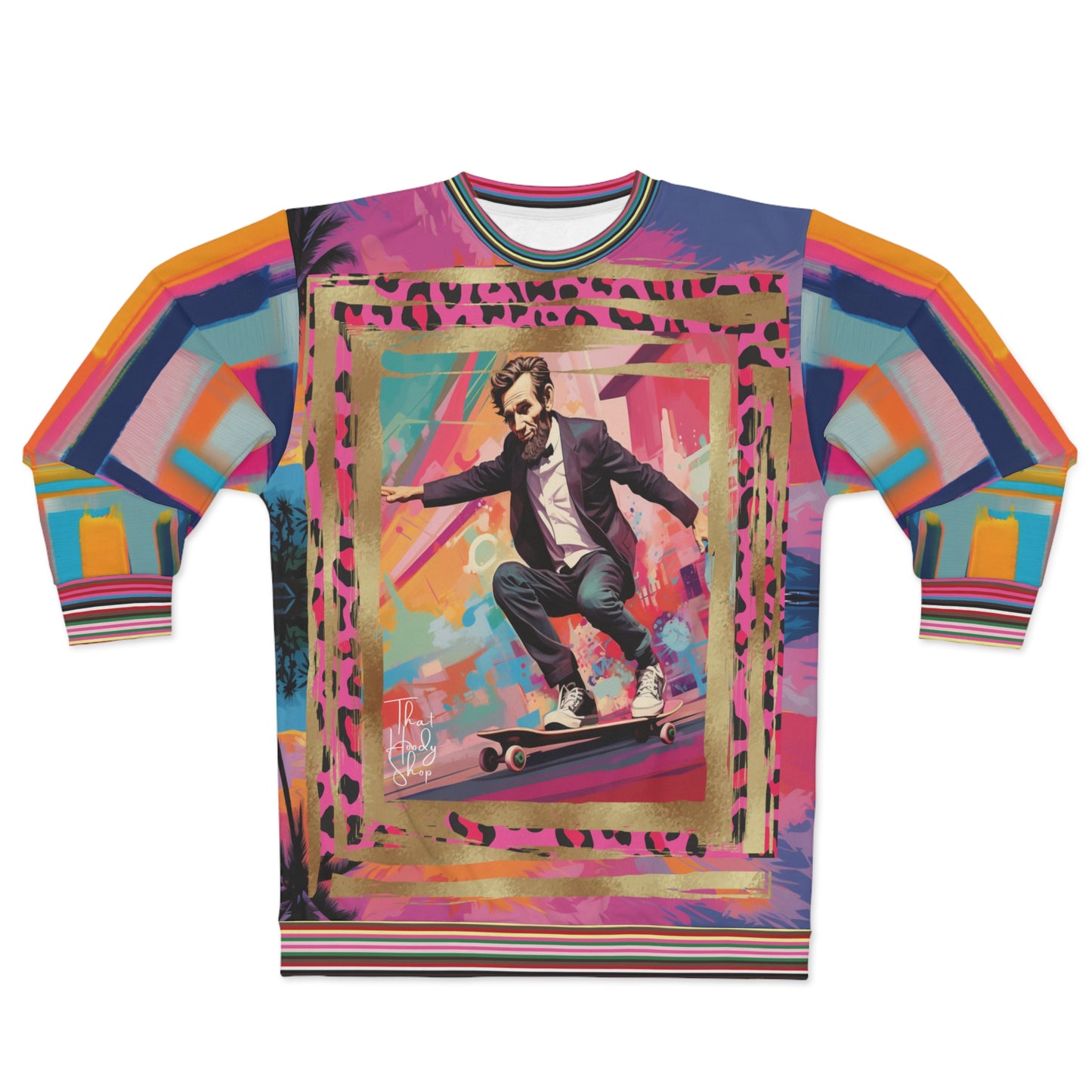 Abe Lincoln Landshark Animal Print Colorblock Unisex Sweatshirt