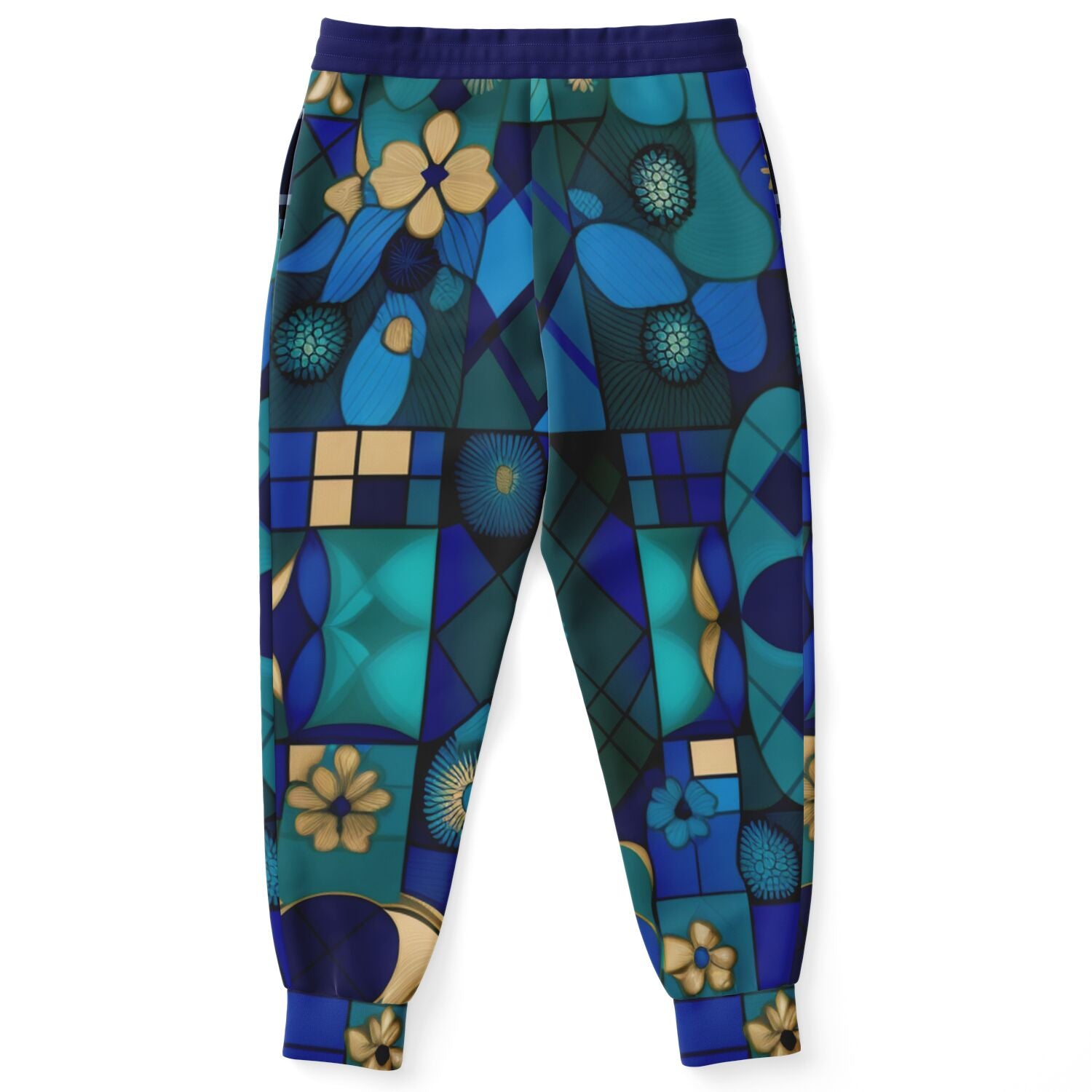 Joggers unisex de poliéster ecológico a cuadros Mystic azules