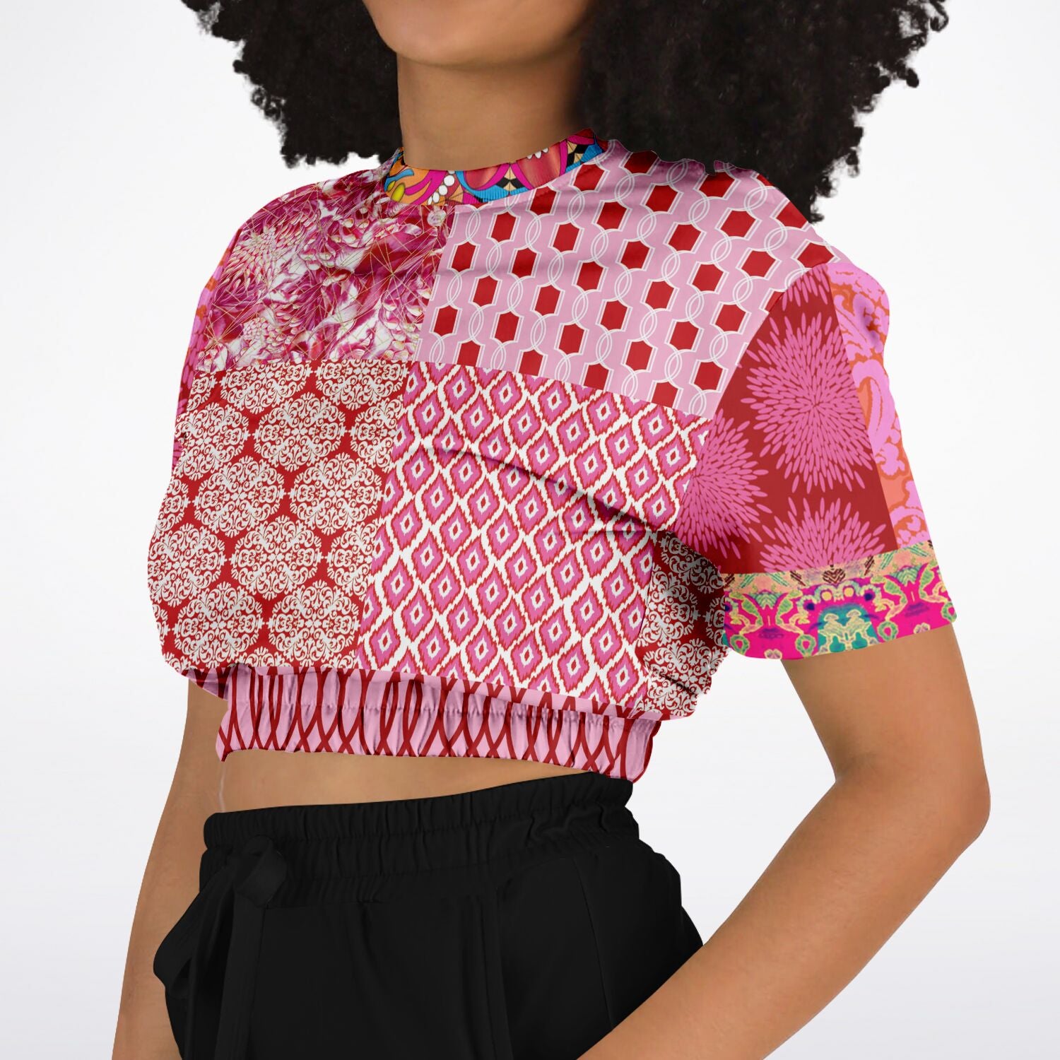 Jersey corto de manga corta con patchwork rosa de Gypsy Beat