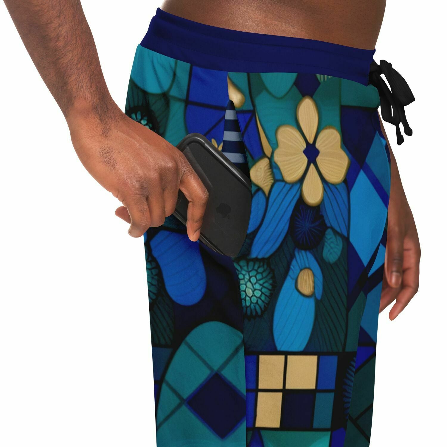 Joggers unisex de poliéster ecológico a cuadros Mystic azules