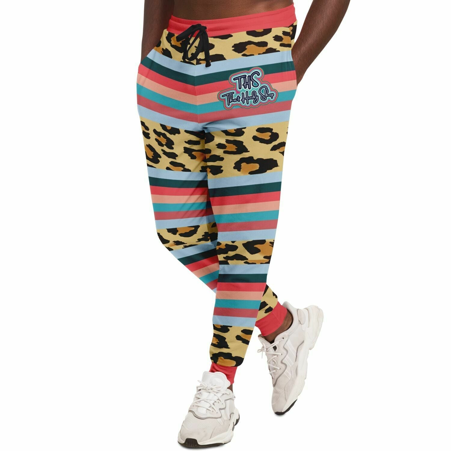 Blue Dragonfly Leopard Stripe Eco-Poly Unisex Joggers