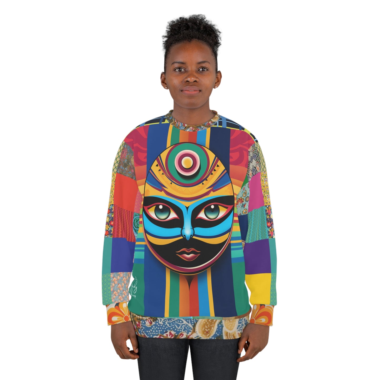 Masked Intentions Patchwork Print Unisex Sweatshirt