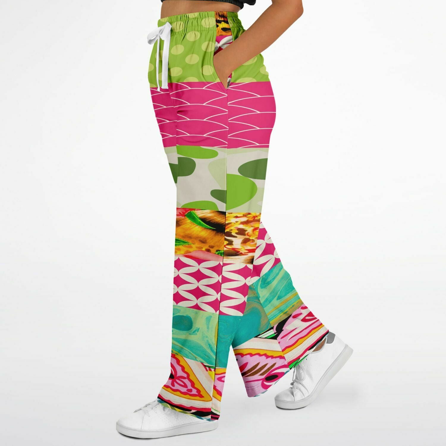 Pink Cerise Cheetah Floral Plaid Eco-Poly Wide Leg Pants