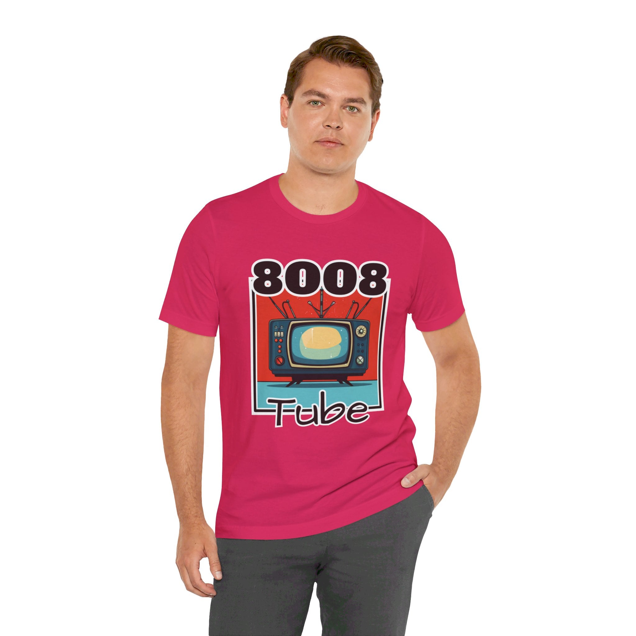 8008 Tube Vintage TV Print Unisex Short Sleeve Tee