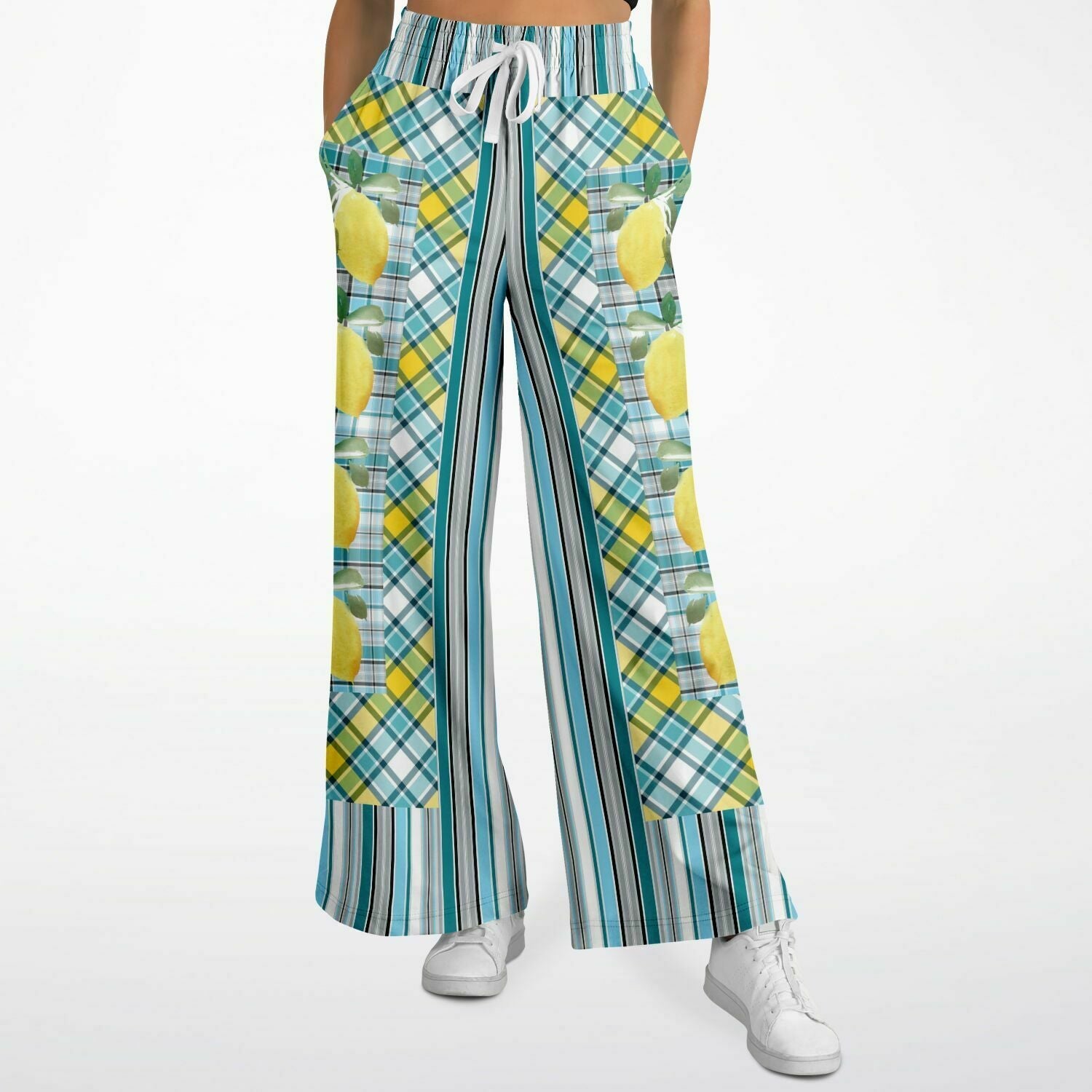 Lemon Zest Striped Eco-Poly Wide Leg Pants