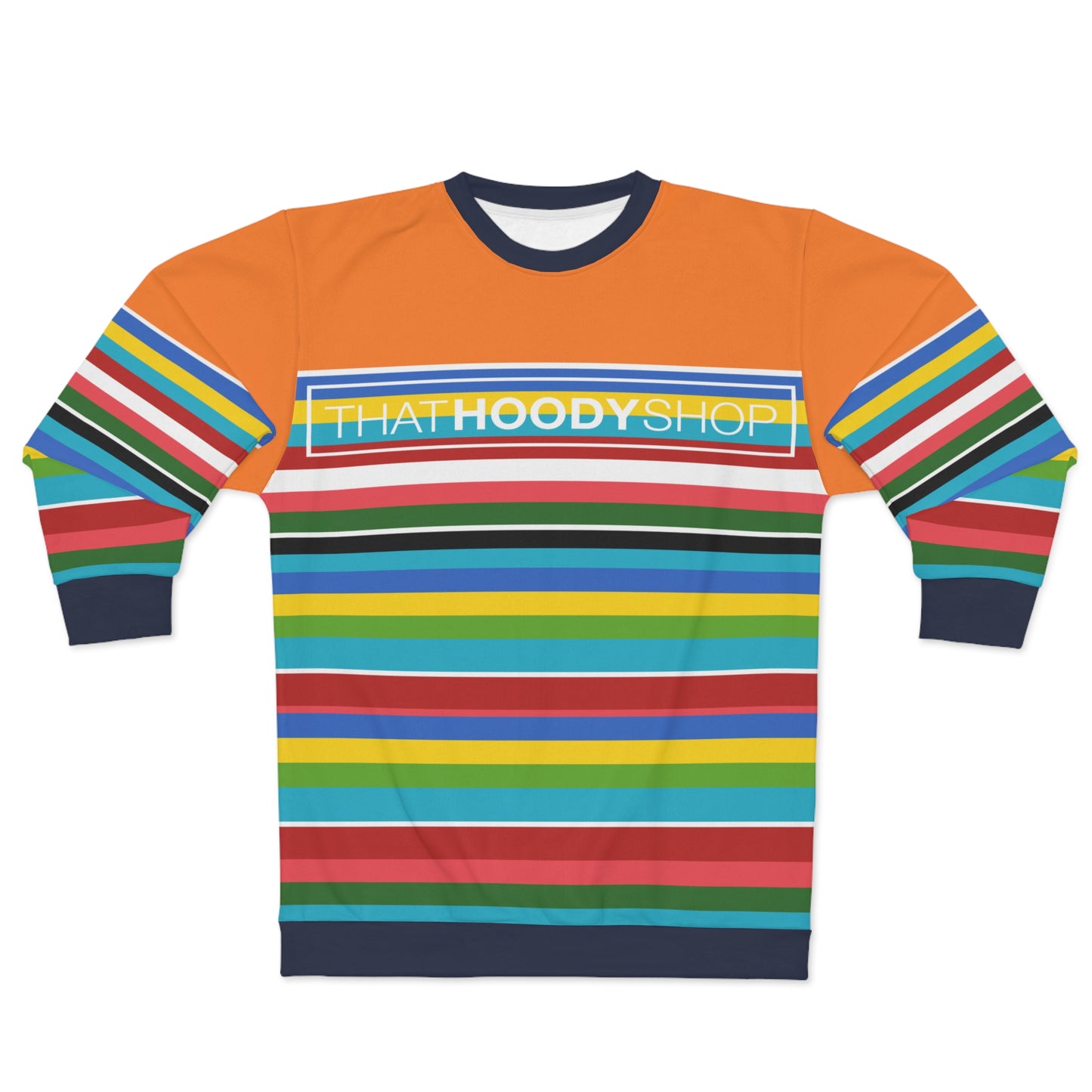 Orange Seaside Rainbow Rugby Stripe Unisex Sweatshirt