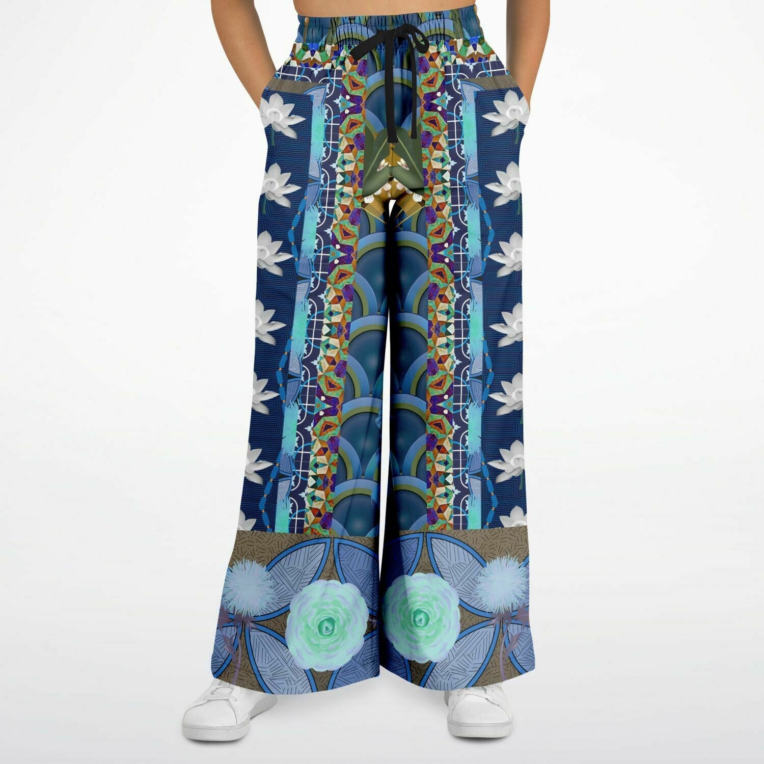 Dahlia Lama Lotus Flower Eco-Poly Wide Leg Pants