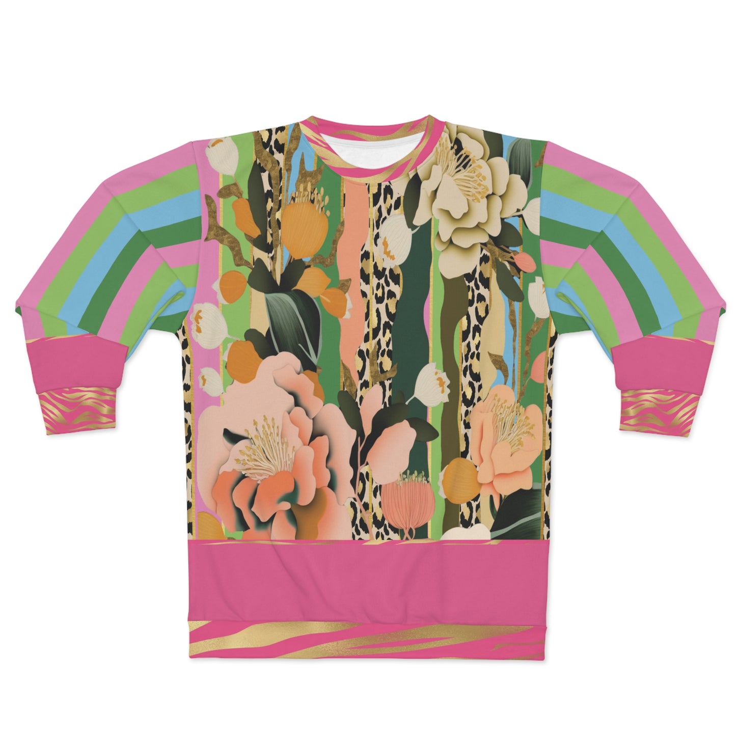 Pink Pouffe Stripe Cheetah Floral Unisex Sweatshirt