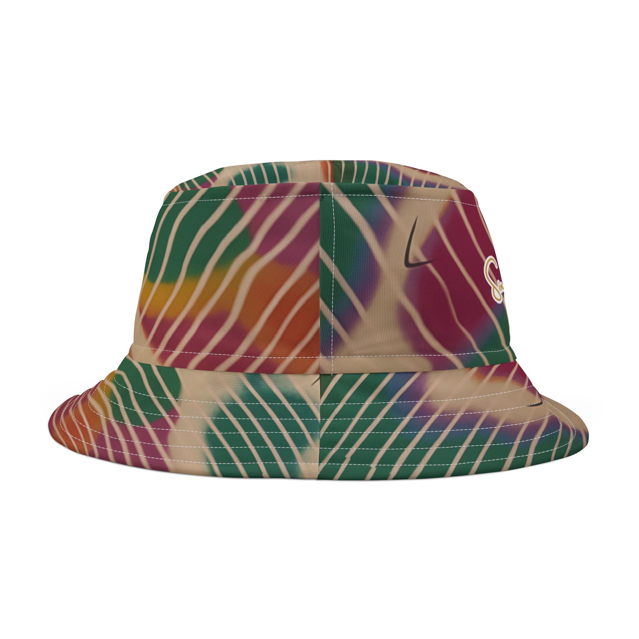 Hippie Groove Abstract Camo Stripe Vibrant Tie-Dye Bucket Hat