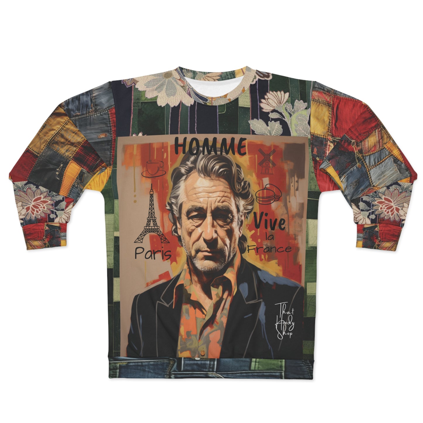 Homme de Paris Landmarks Patchwork Print Unisex Sweatshirt