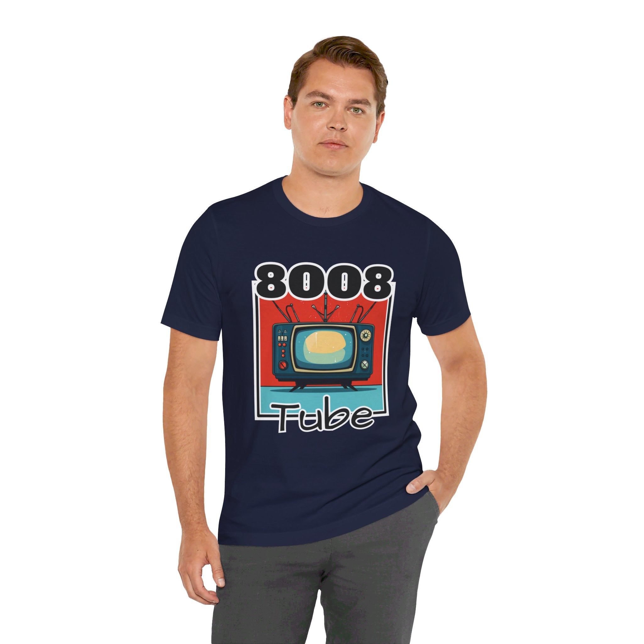 8008 Tube Vintage TV Print Unisex Short Sleeve Tee