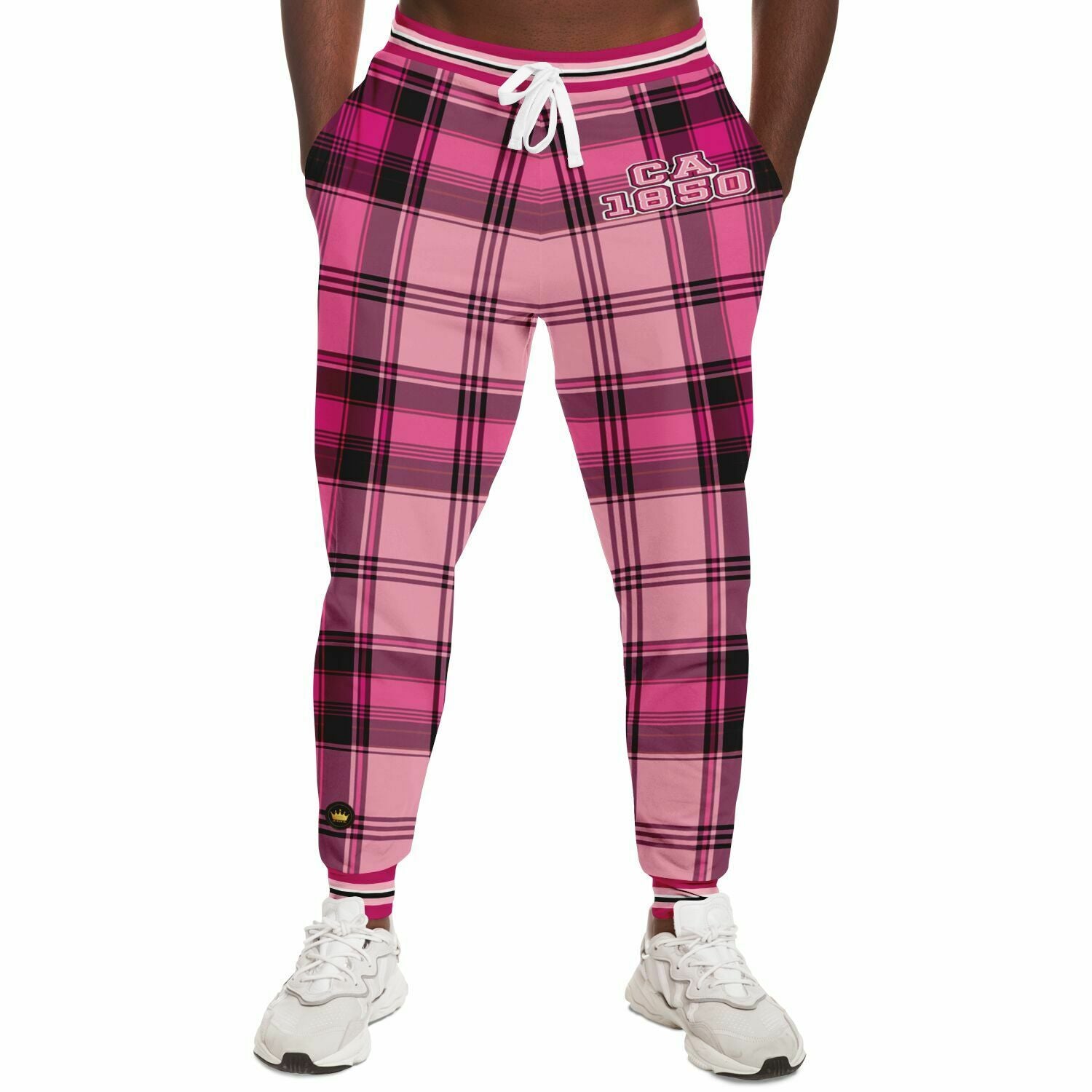 CA 1850 Joggers unisex de poliéster ecológico Plaidster rosa