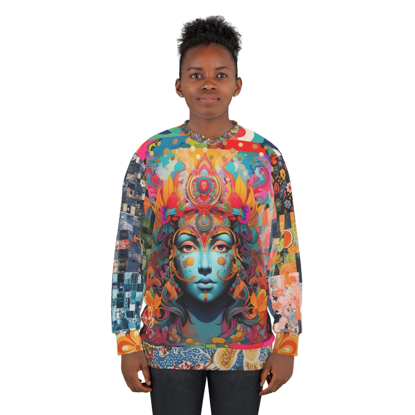 Divine Feminine Hindu Deity Patchwork Print Unisex Sweatshirt