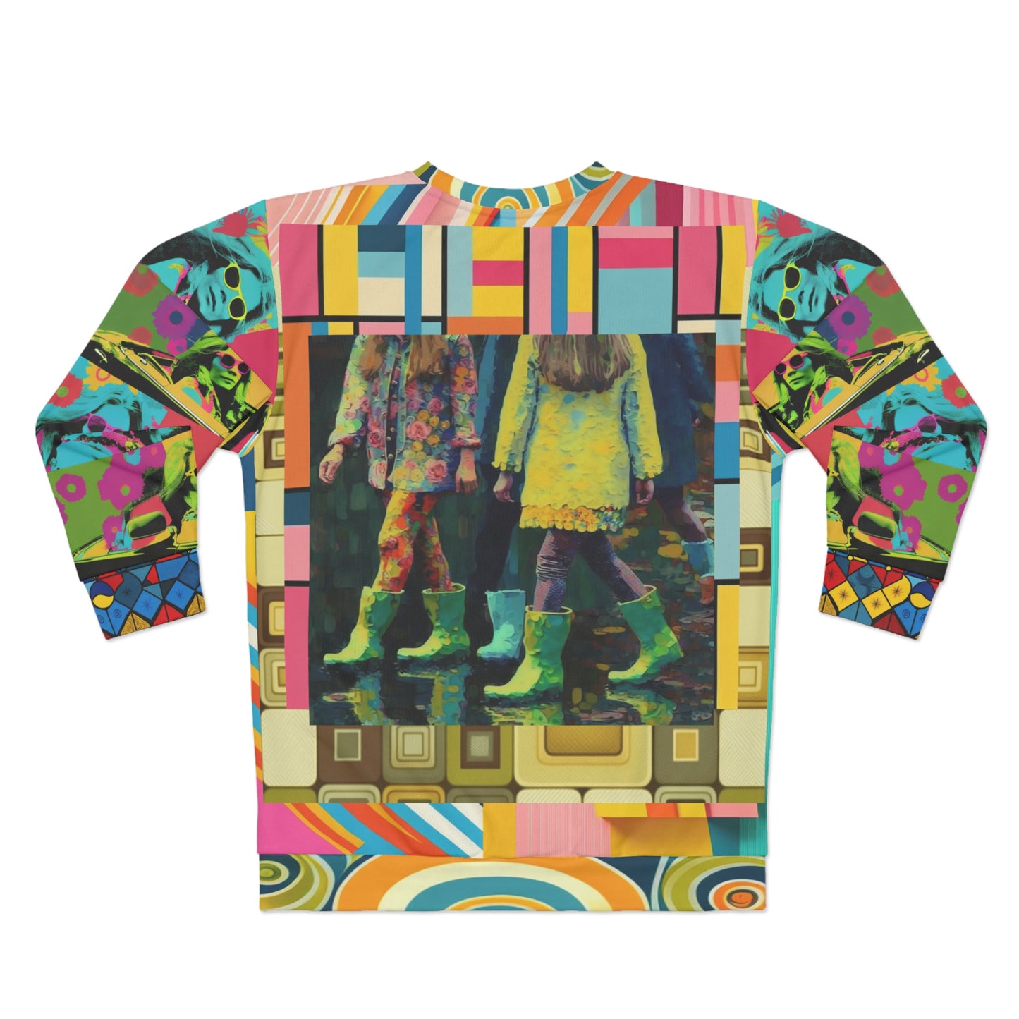 Spring Rain Retro Hippie Colorblock Unisex Sweatshirt