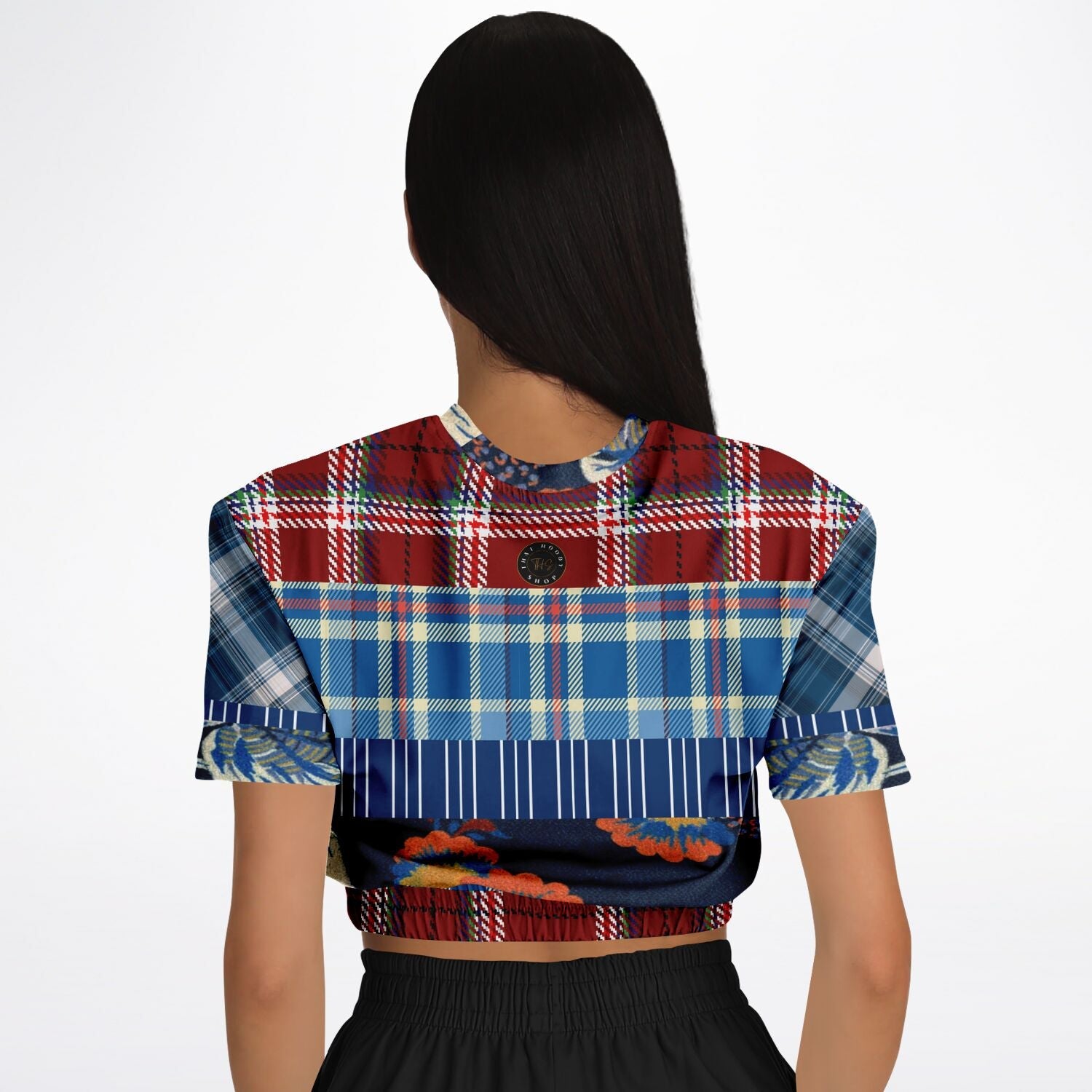 Andromeda Blue Plaid Cropped Sweater Pullover