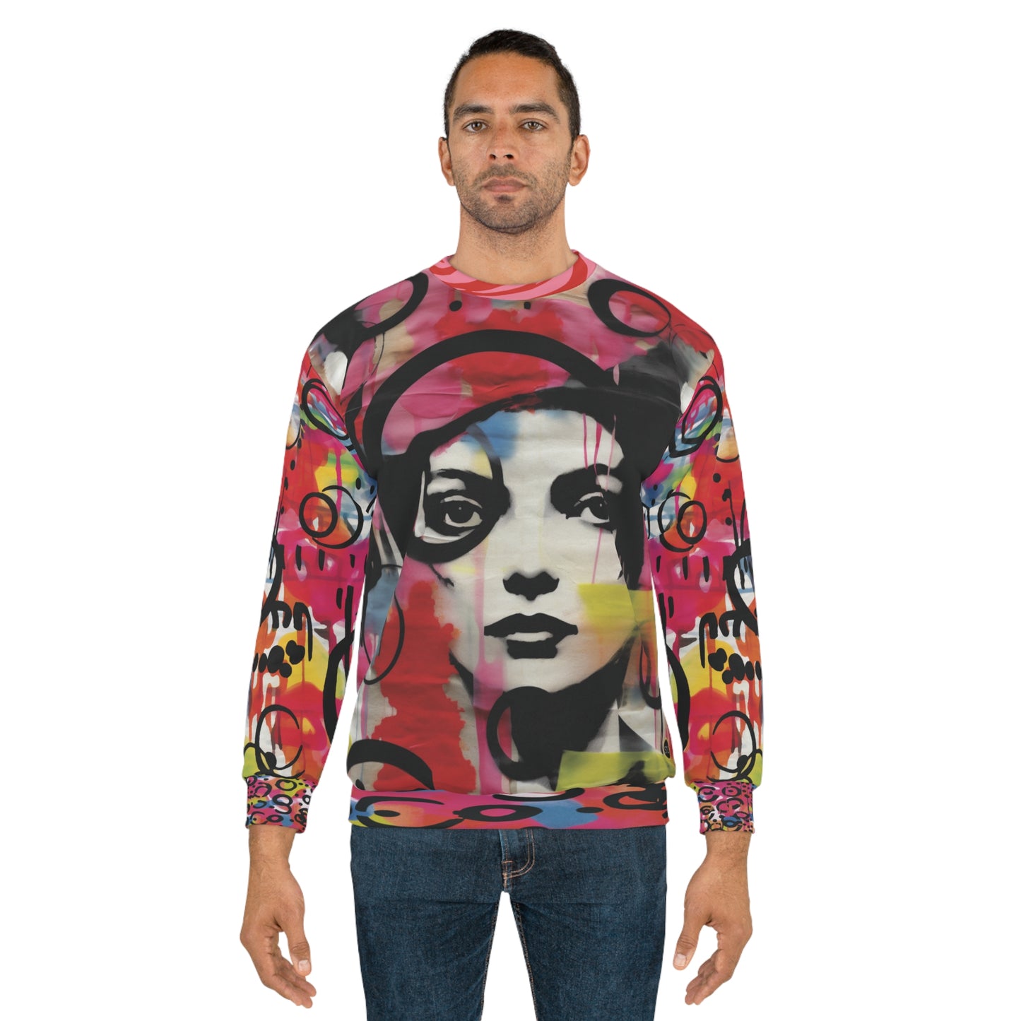 Space Girl in Pink Abstract Geometric Unisex Sweatshirt