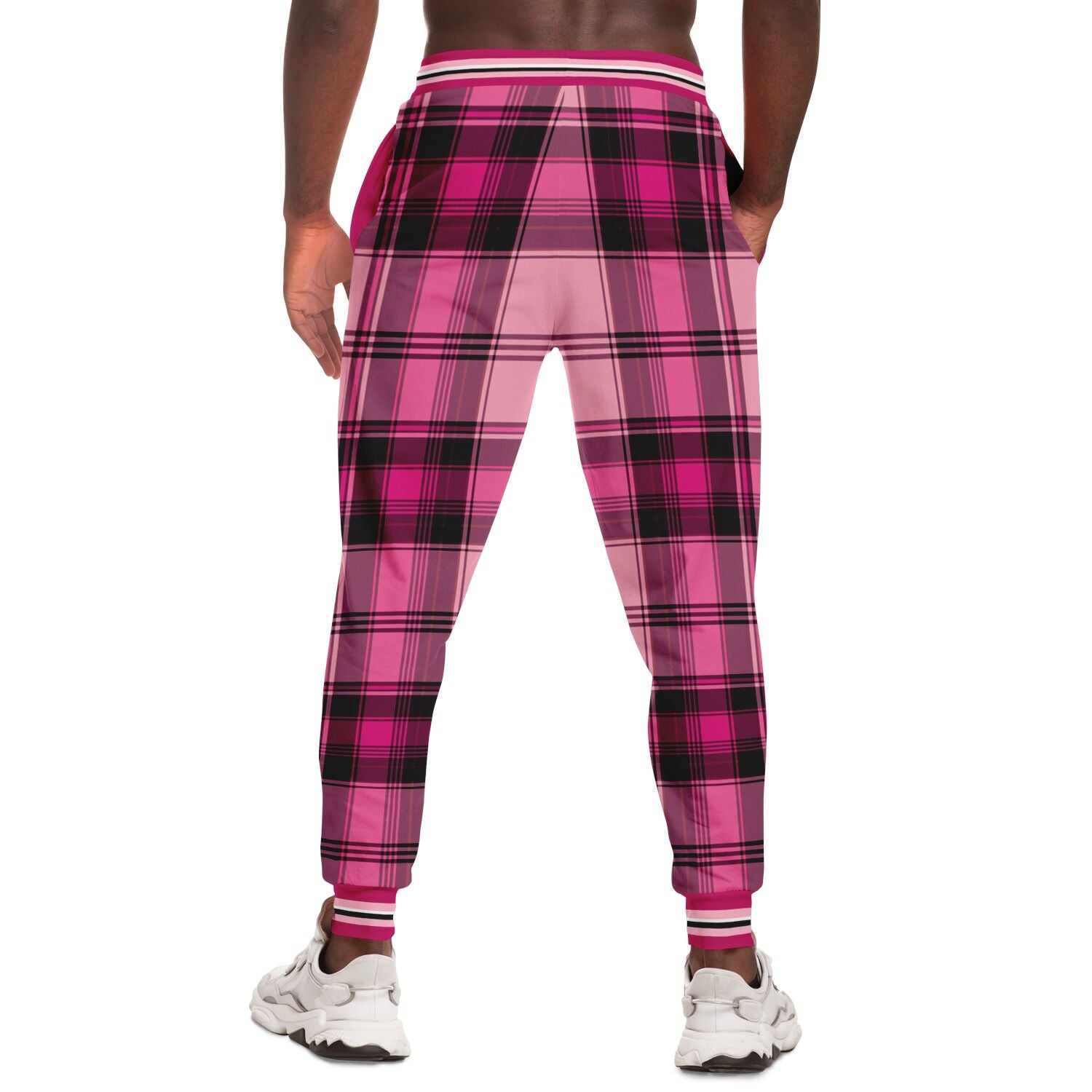 CA 1850 Joggers unisex de poliéster ecológico Plaidster rosa