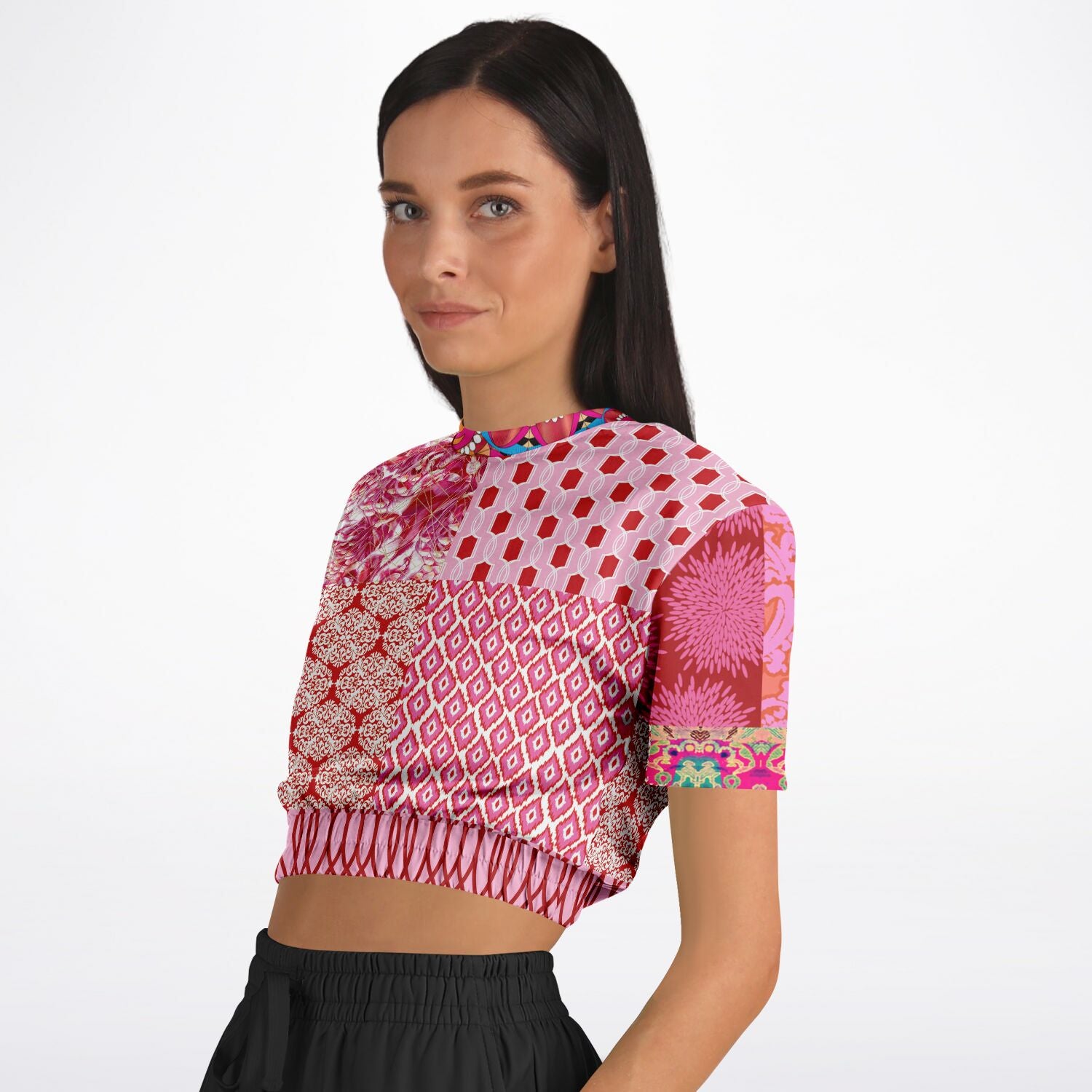 Jersey corto de manga corta con patchwork rosa de Gypsy Beat