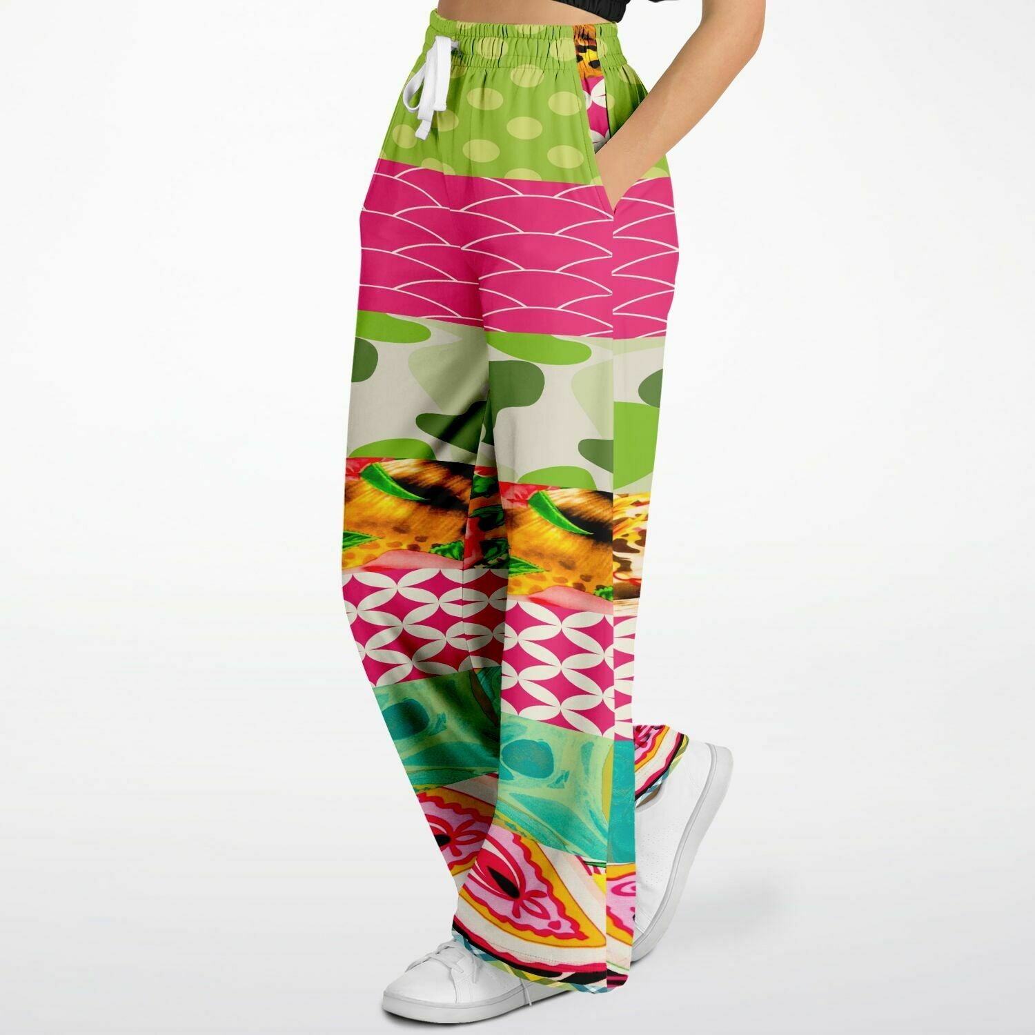 Pink Cerise Cheetah Floral Plaid Eco-Poly Wide Leg Pants